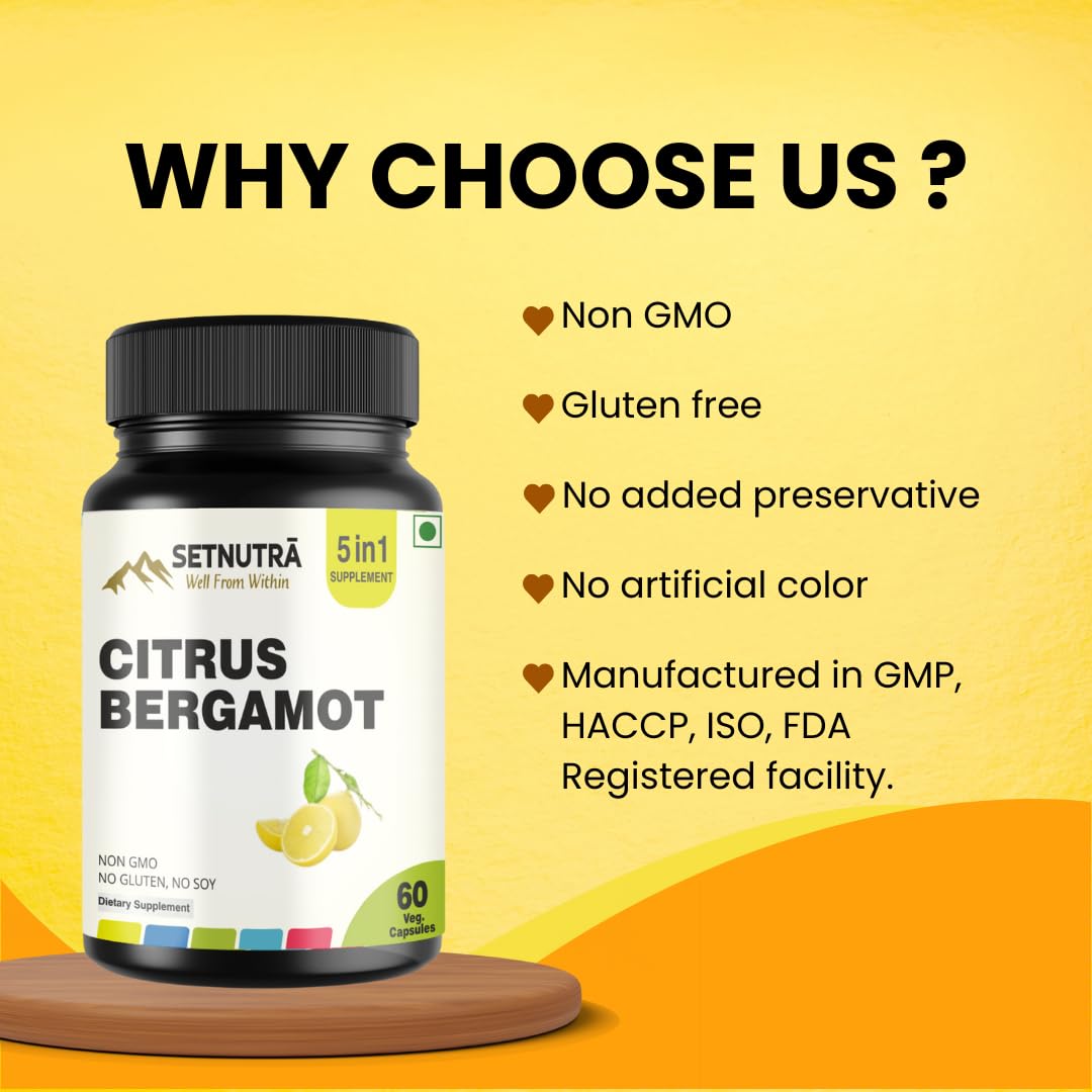 SETNUTRA Well From Within 5 in 1 Citrus Bergamot Supplement with Black Chokeberry Olive Leaf Niacin & Black Pepper | Heart Health Support Antioxidant Boost | Non GMO Gluten Free Capsules (60 Count) SETNUTRA Well From Within Au supplements