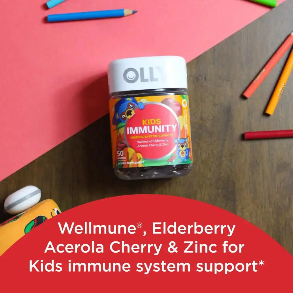 OLLY Kids Immunity Gummy, Immune Support, Wellmune, Elderberry, Vitamin C, Zinc & Probiotic + Prebiotic Gummy, Digestive Support and Gut Health, 500 Million CFUs, Fiber OLLY Au supplements