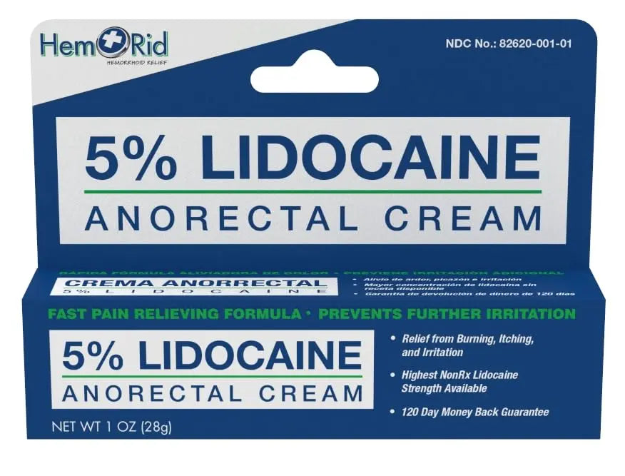 HemRid Maximum Strength Lidocaine Cream for Pain Management. Fast-Acting Hemorrhoid Solution with 5% Lidocaine. Instant Anal Itch and Numbing Effect HemRid Au supplements