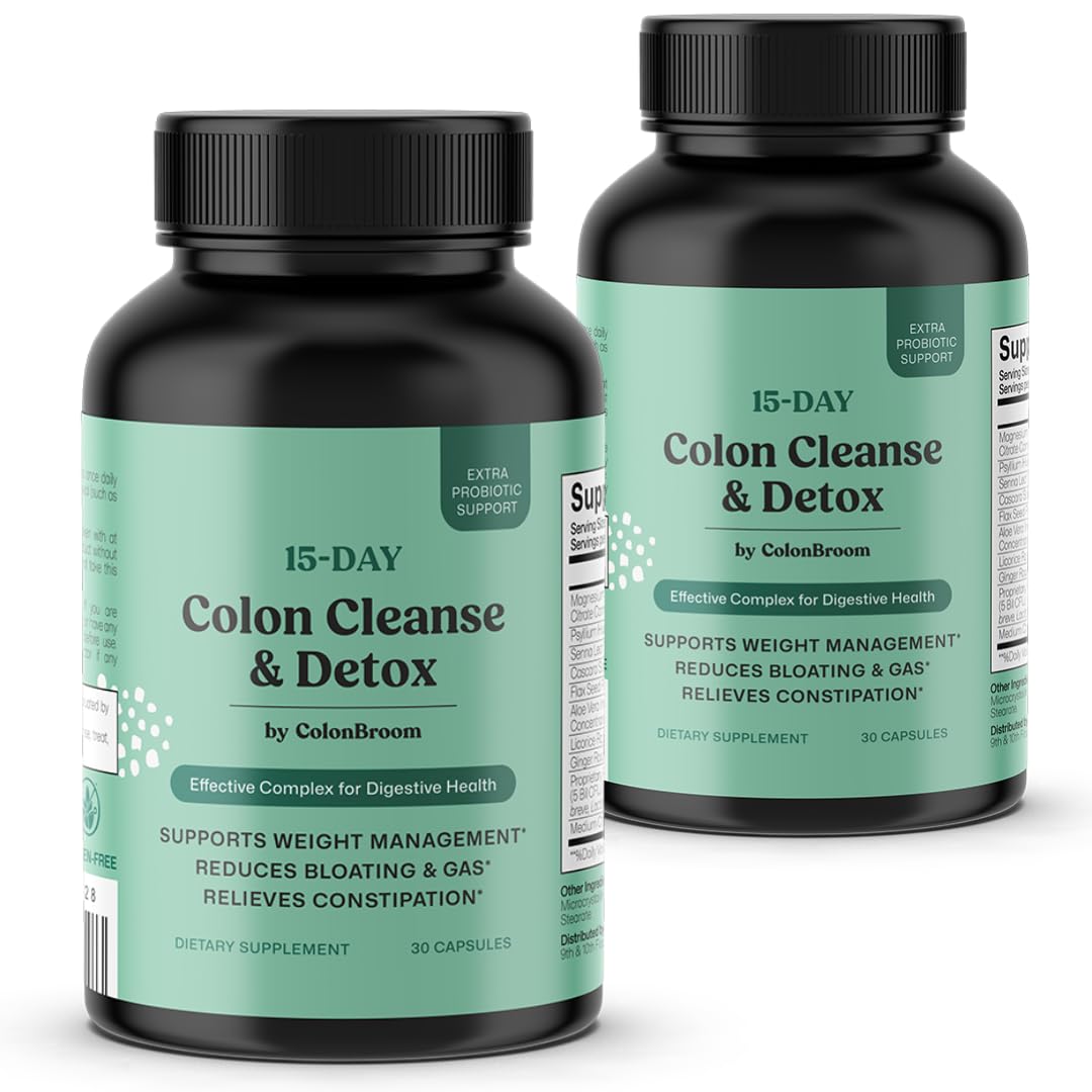 ColonBroom 15 Day Colon Cleanse & Detox Cleanse for Weight Management with Probiotics & Magnesium | Reduce Bloating & Boost Metabolism & Digestion - Effective Gut Cleanser Detox (2 Bottles) ColonBroom Au supplements