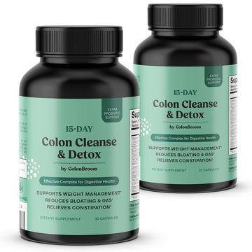 ColonBroom 15 Day Colon Cleanse & Detox Cleanse for Weight Management with Probiotics & Magnesium | Reduce Bloating & Boost Metabolism & Digestion - Effective Gut Cleanser Detox (2 Bottles) ColonBroom Au supplements