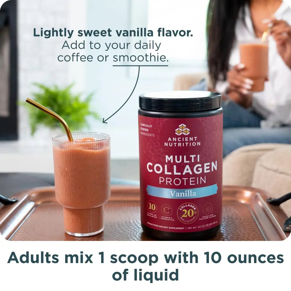 Ancient Nutrition Organic Supergreens Powder, Mango, 25 Servings + Multi Collagen Protein Powder, Vanilla, 60 Servings Ancient Nutrition Au supplements