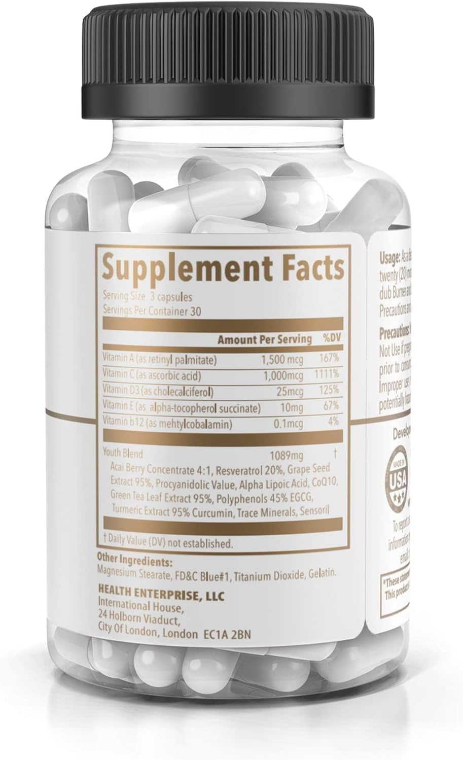 Dub Nutrition Youth - Formula with Acai, Resveratrol, Curcumin, Vitamins A, C, D, E, B12, and CoQ10 - Supports Immunity and Mobility - 90 Capsules Dub Nutrition Au supplements
