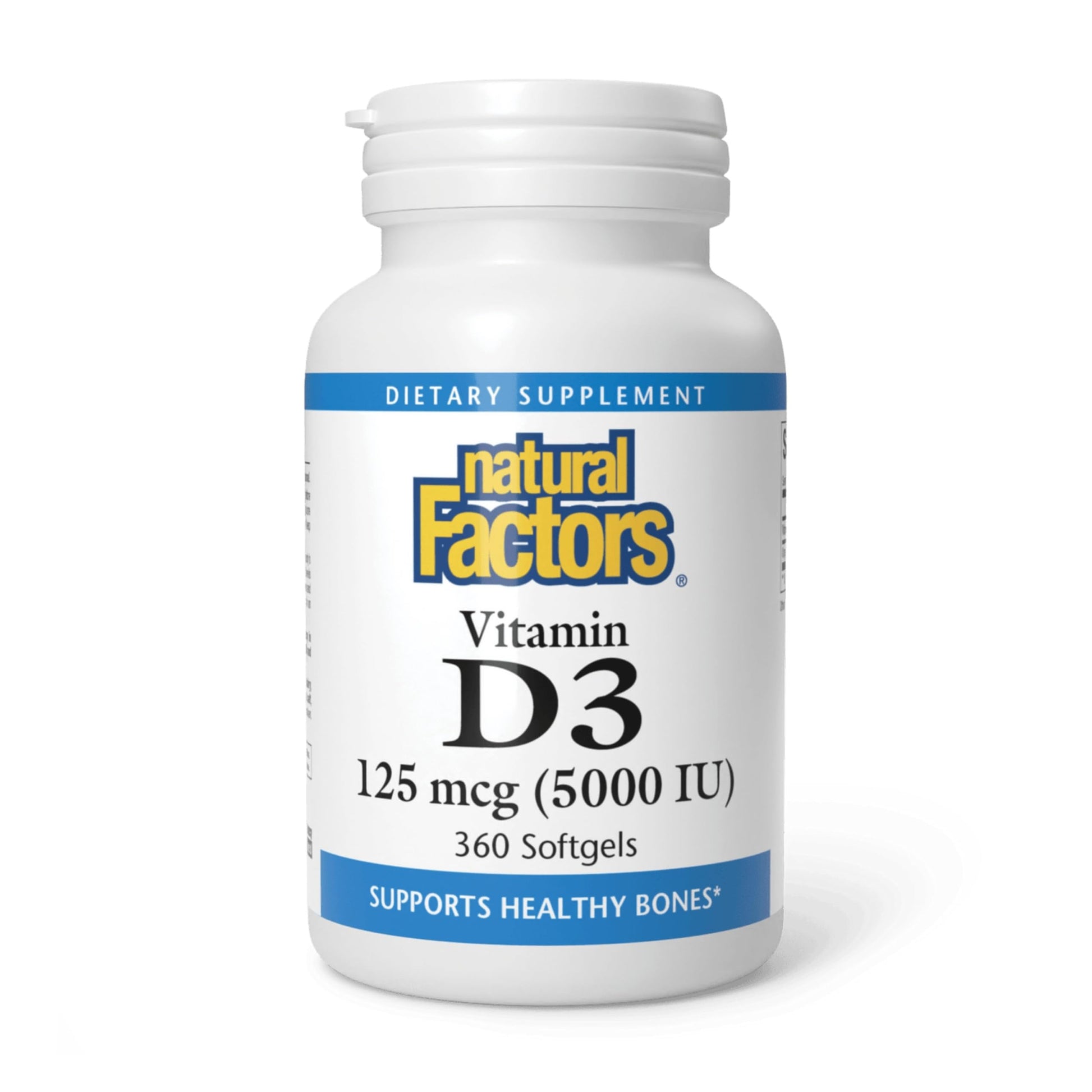 Natural Factors, Vitamin D3 5000 IU (125 mcg), Supports Strong Bones, Muscles and Immune Function, 360 Softgels Natural Factors Au supplements