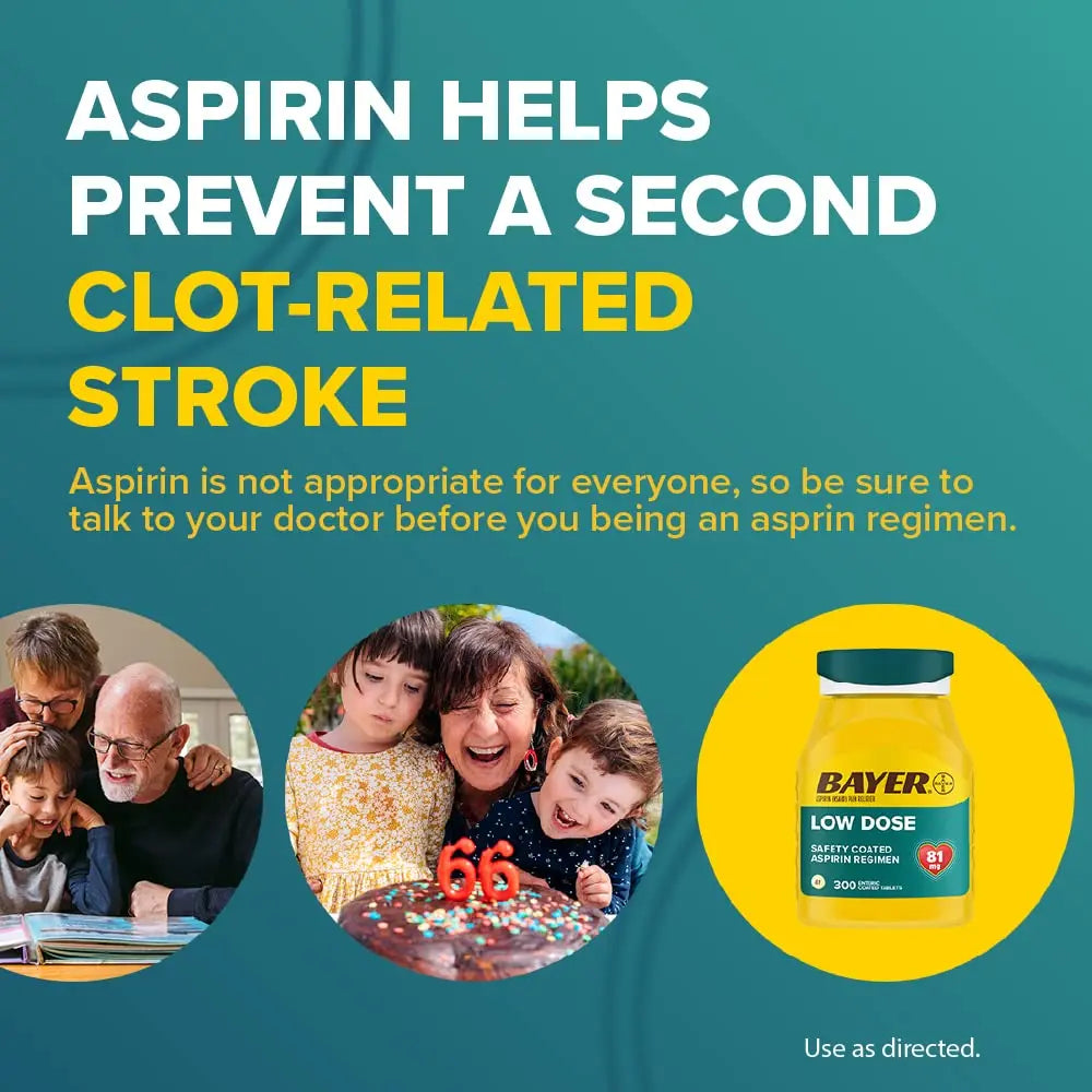 Bayer Aspirin Low Dose 81 mg, Enteric Coated Tablets, Doctor Recommended, Secondary Prevention of Cardiovascular Disease, 300 Safety Coated Tablets (Packaging may vary) Bayer Au supplements