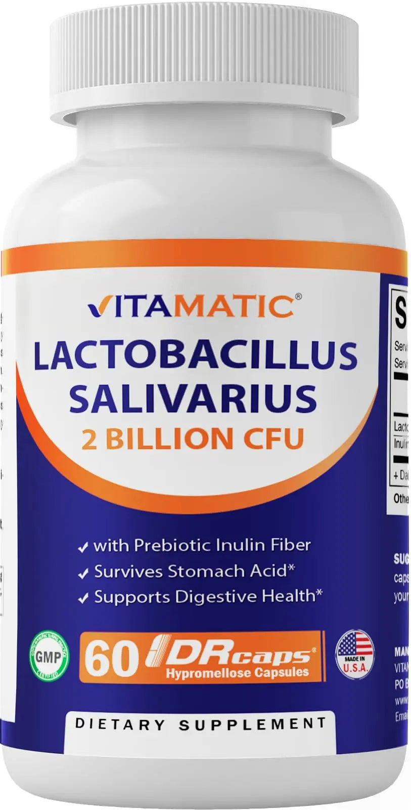 Vitamatic Lactobacillus Salivarius 2 Billion per DR Capsule - 60 Count - Digestive Support Vitamatic Au supplements