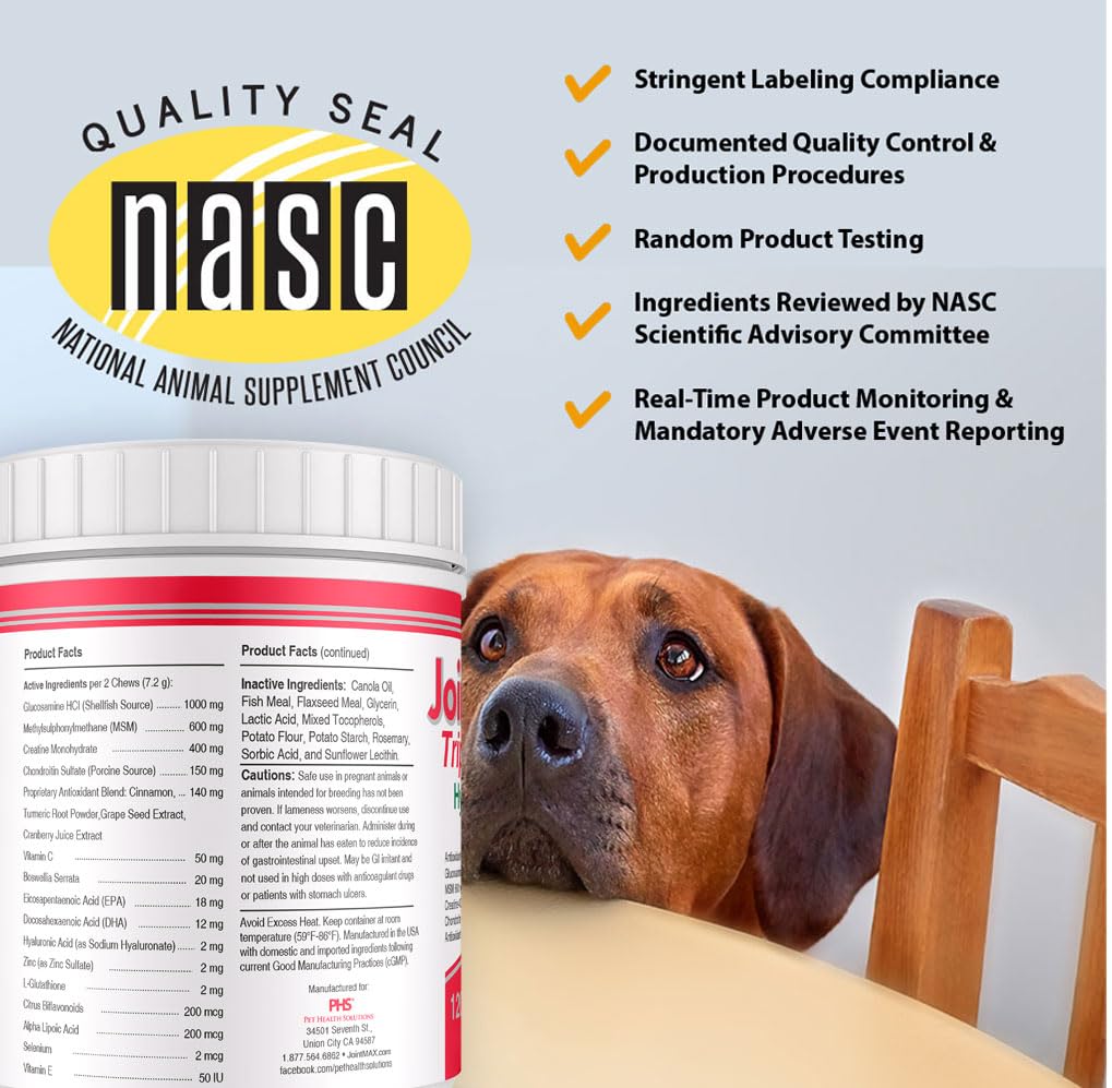 Joint MAX Triple Strength Hypo-Allergenic Soft Chews for Dogs - Hip and Joint Support Supplement with Glucosamine, Chondroitin, & MSM - Made in The USA - 120 Soft Chews Joint Max Au supplements