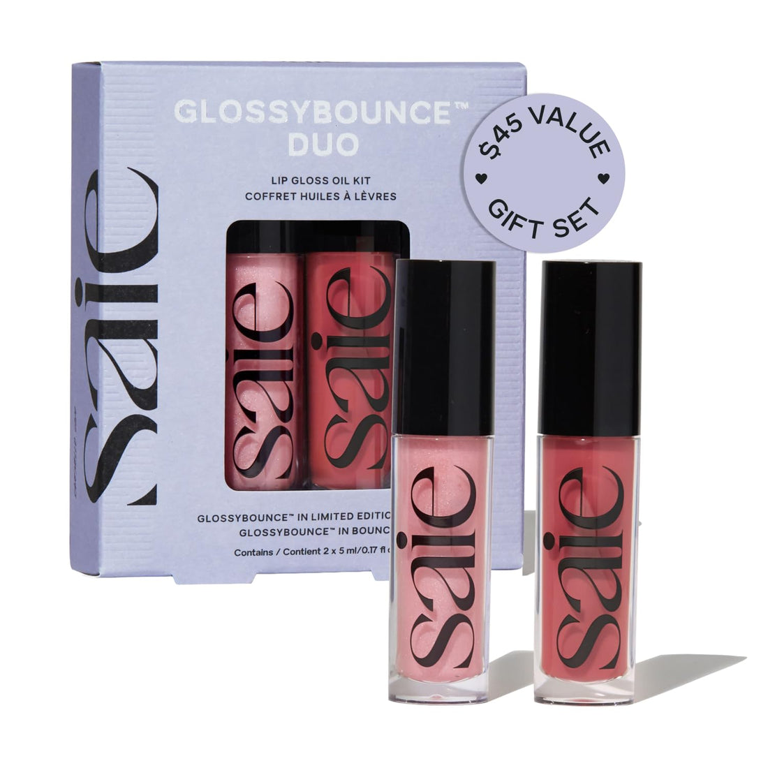 Saie Glossybounce High-Shine Hydrating Lip Gloss Oil - Sheer Tinted Lip Oil with Hyaluronic Acid + Jojoba Oil for Long-Lasting Moisture (.17 oz) (Disco + Bounce) Saie Au supplements