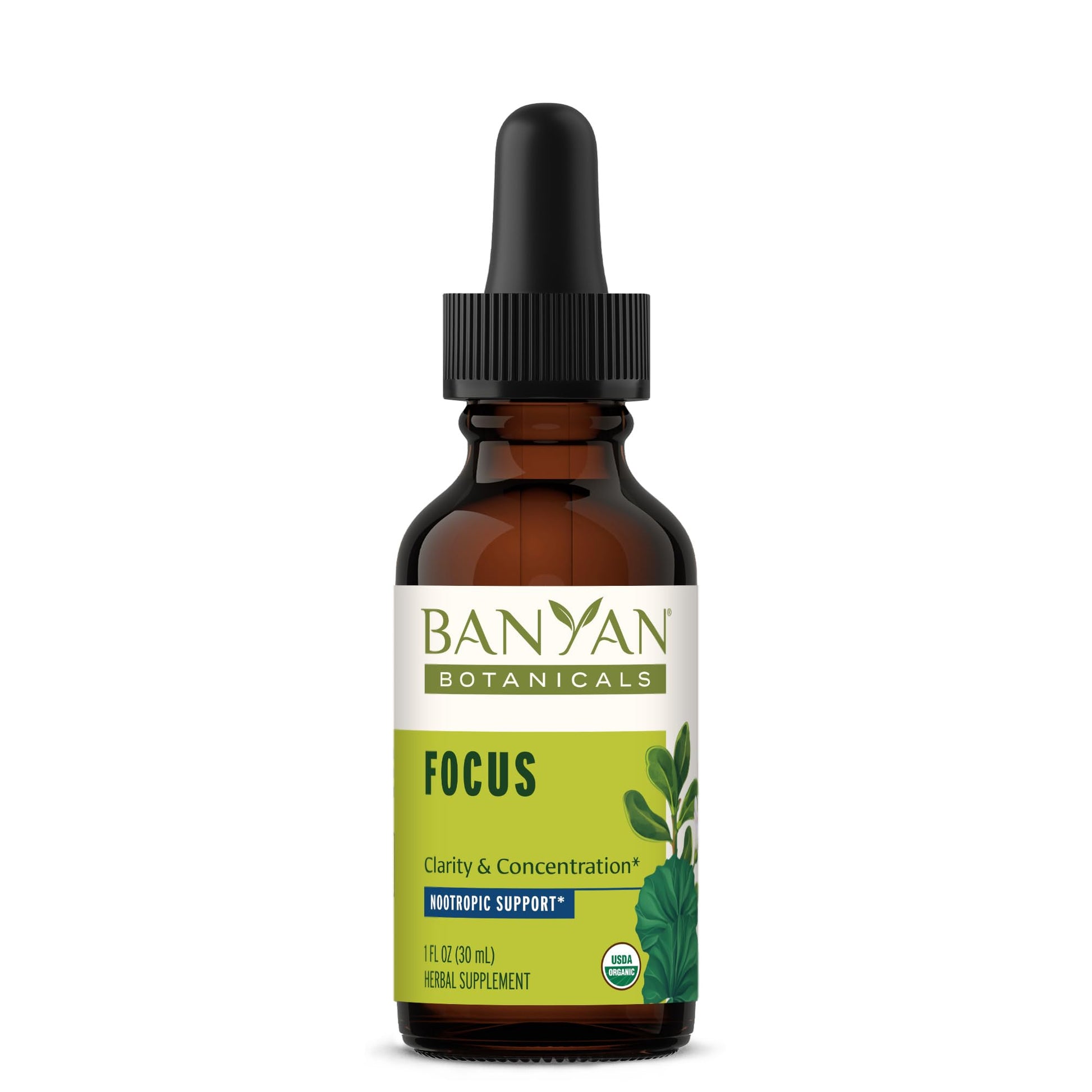 Banyan Botanicals Focus Liquid Extract – Organic Focus Supplement – Liquid Extract in Non-Alcoholic Glycerin – Nootropic Herbs for Fast-Acting Support* – 1 oz. – Non-GMO Sustainably Sourced Vegan Banyan Botanicals Au supplements