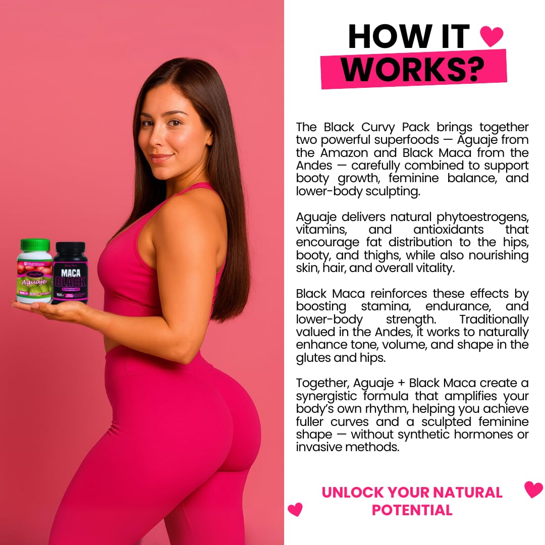 Maximum Booty Growth – Aguaje + Black Maca Pills for Women – Glute Volume Enhancer - Black Curvy Pack Curvy Fruit Au supplements