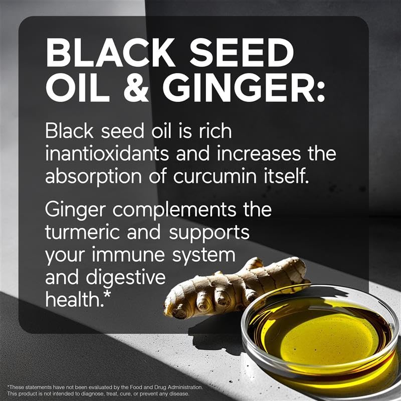 SMARTERNUTRITION Curcumin Softgels - Vegan High Absorption 400 mg Turmeric Supplement + Black Seed Oil & Ginger - 95% Tetrahydrocurcuminoids Non-GMO, USA Manufactured - 60 Ct[30 Servings] SMARTERNUTRITION Au supplements