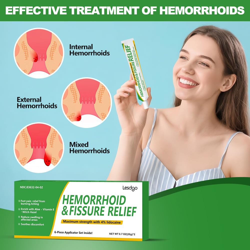 Lesdgo Hemorrhoidal Ointment(2 Pack),Hemorrhoid and Fissure Cream Witch Hazel Maximum Strength Pain Relief,for Itching and Swelling Lesdgo Au supplements