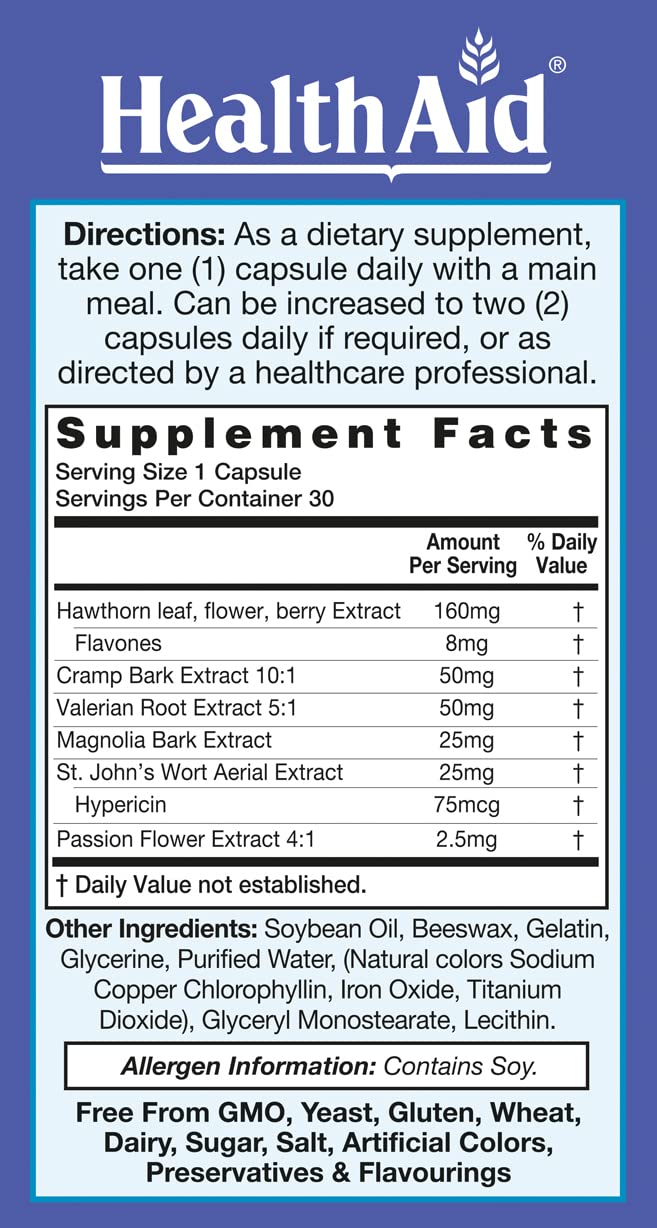 RelaxEase, Herbal Blend to Support Harmony and Tranquility, Once Daily, 30 ct, Helps Promote Health and Relaxation HealthAid Au supplements