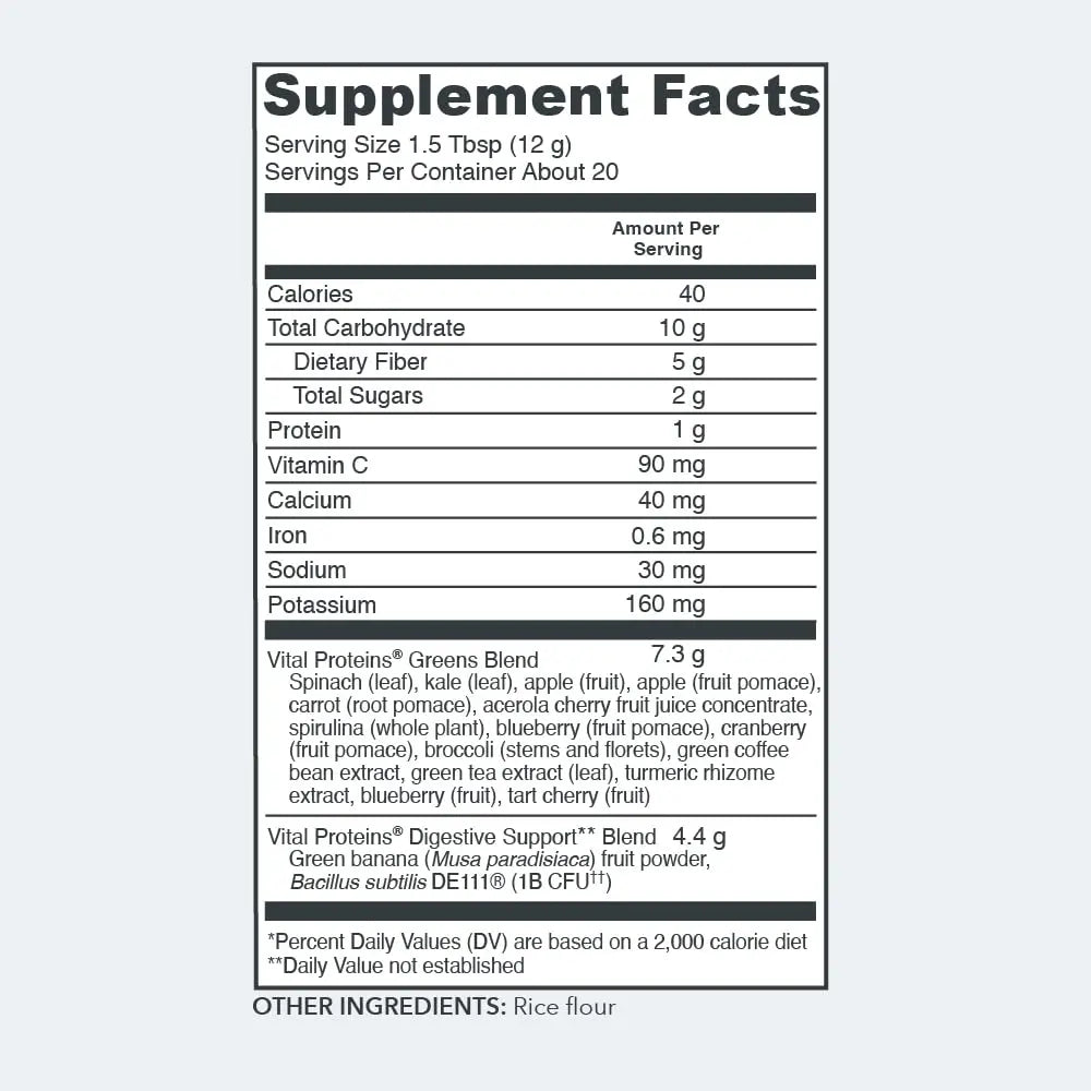 Vital Proteins Unflavored Daily Greens, 8.6 OZ Vital Proteins Au supplements