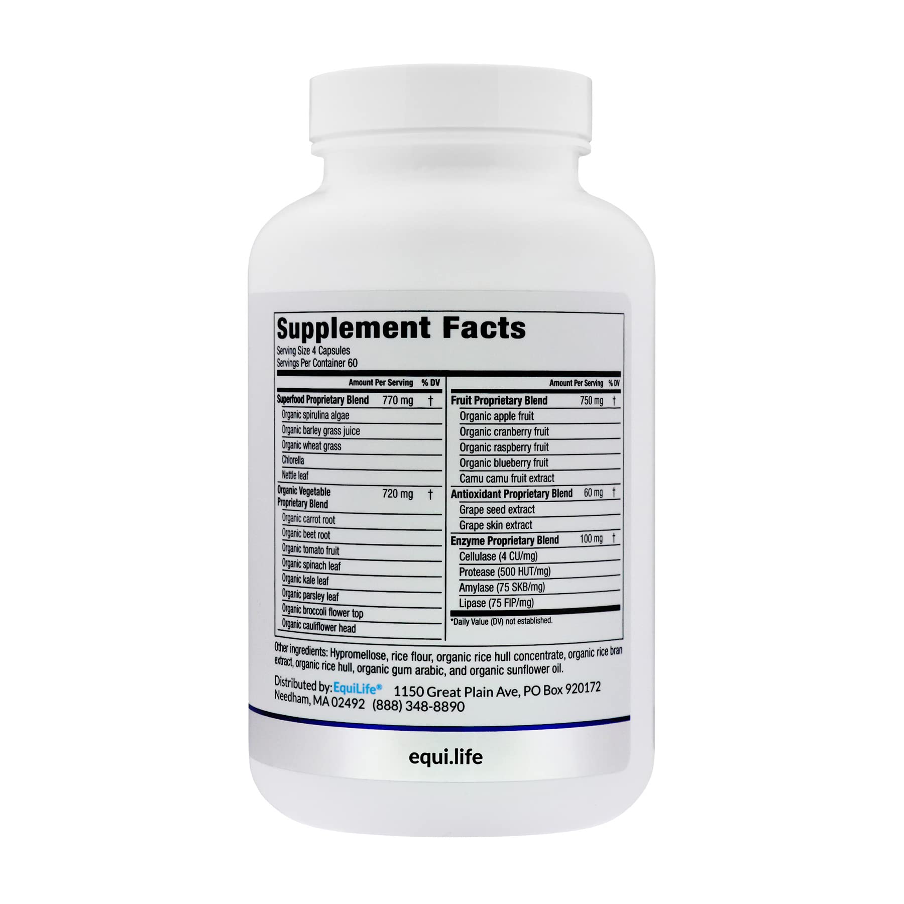 Equilife Daily Fruit & Vegetable Blend, Superfood Antioxidant Supplement Capsules, Nutrient Dense with Vitamin C, Fiber, and 9 Essential Amino Acids, Supports Energy, Vegan 240 Capsules Equilife Au supplements