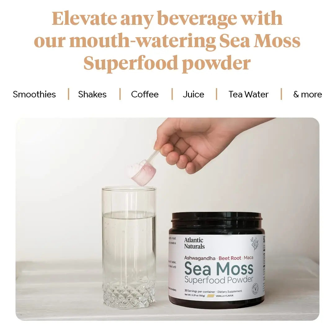 Organic Sea Moss Superfood Powder with Ashwagandha, Beet Root, and Maca Atlantic Naturals Au supplements