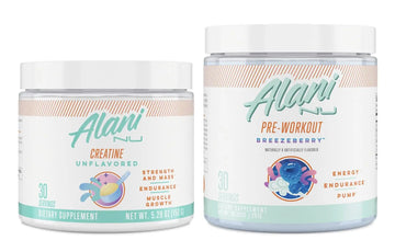 Alani Nu Creatine Monohydrate Powder and Pre Workout Breezeberry Powder Bundle Alani Nu Au supplements