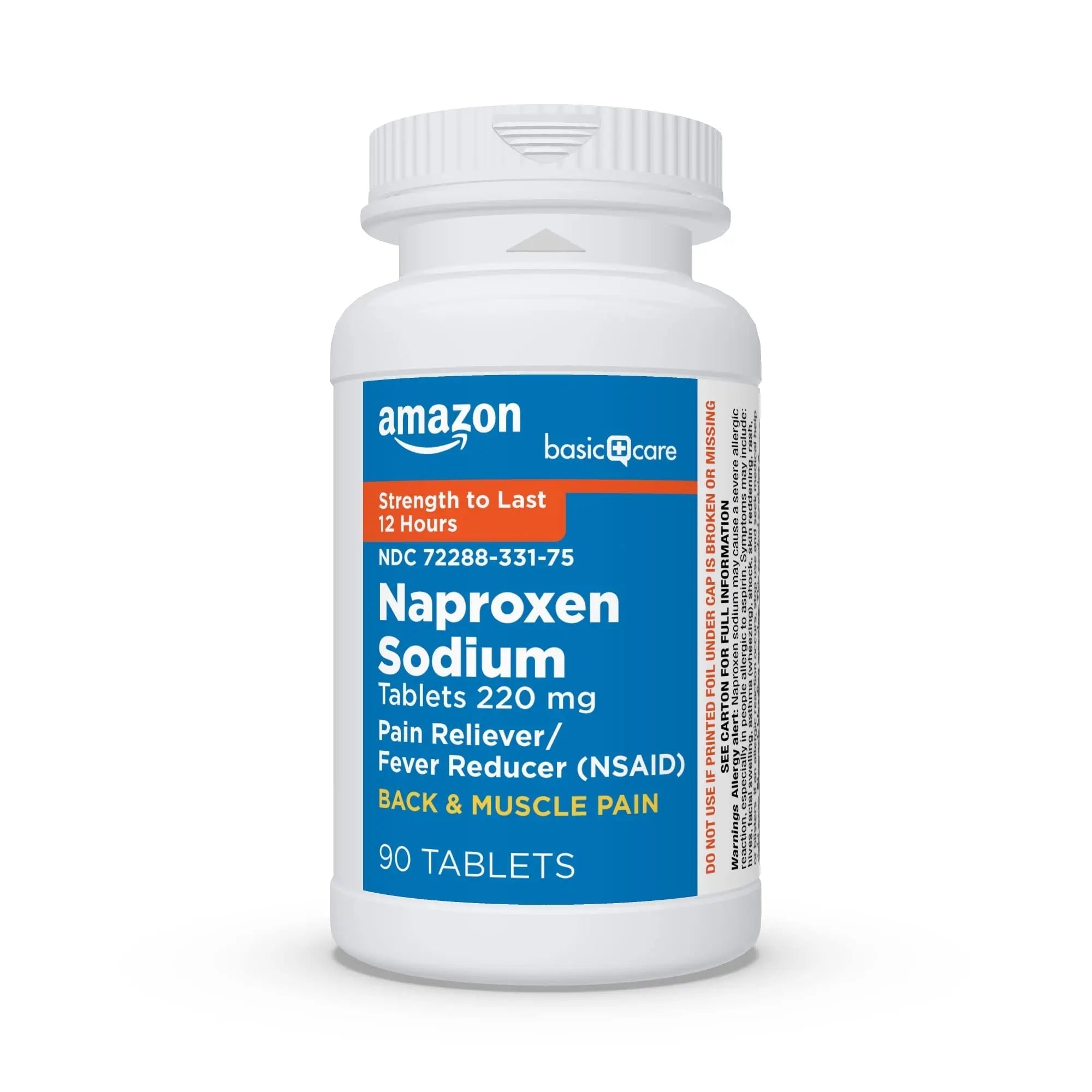 Amazon Basic Care Back and Muscle Pain, 220 mg Naproxen Sodium Tablets, 12-Hour Pain Relief, Headache, Arthritis, Menstrual Cramps, Fever Reducer, 90 Count Amazon Basic Care Au supplements