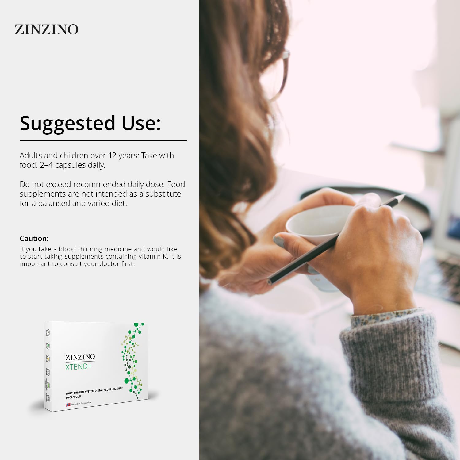 Zinzino Xtend + - Multi Immune Supplement - Essential Vitamins, Minerals & Vitamin C for Immune Support, Energy & Focus - 60 Capsules ZINZINO Au supplements