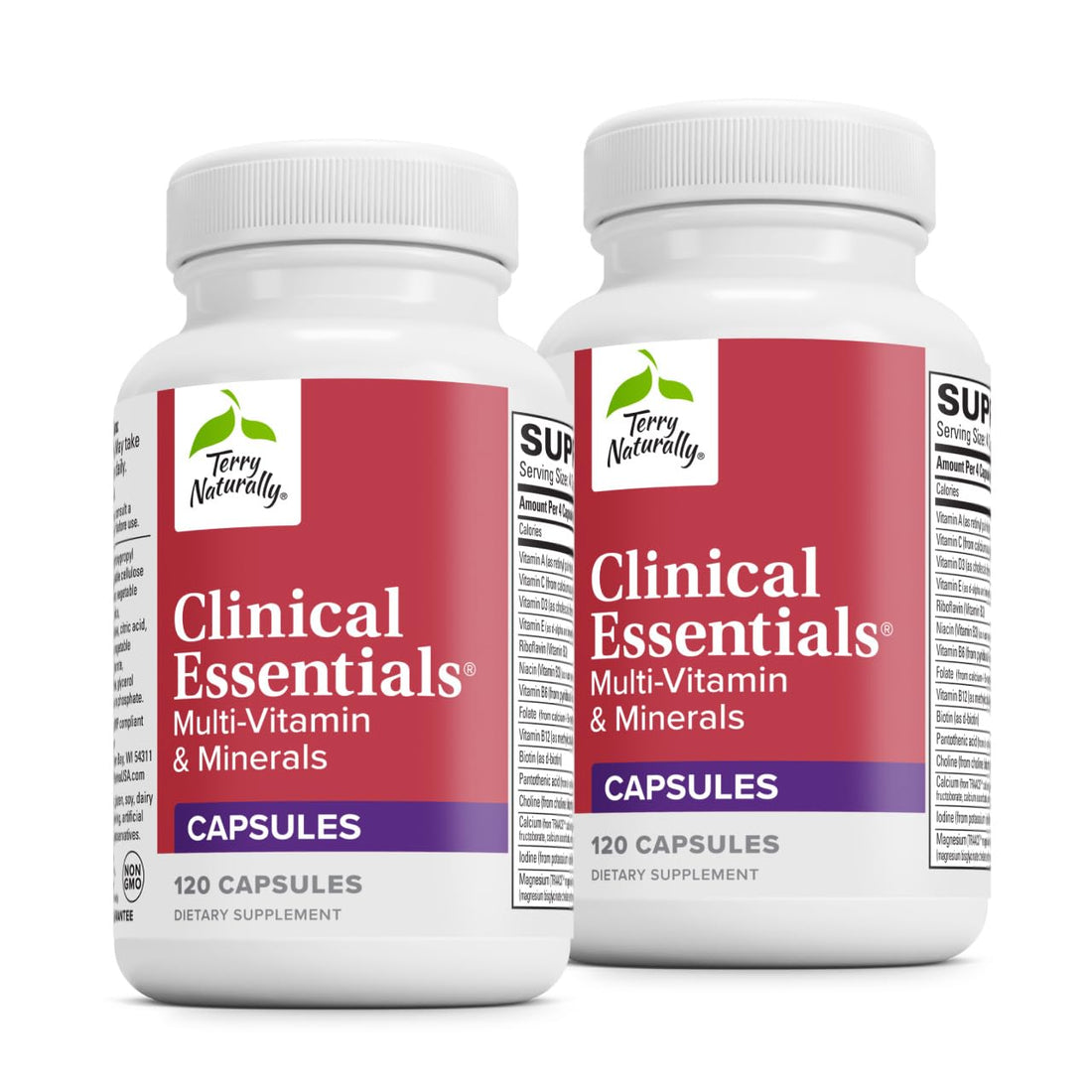 Terry Naturally Clinical Essentials - Supplement to Aid Bone, Cardiovascular & Immune Health - Supplement with Chelated Minerals - Supplement with B-Vitamins & Vitamin C - 120 Capsules (Pack of 2) Terry Naturally Au supplements