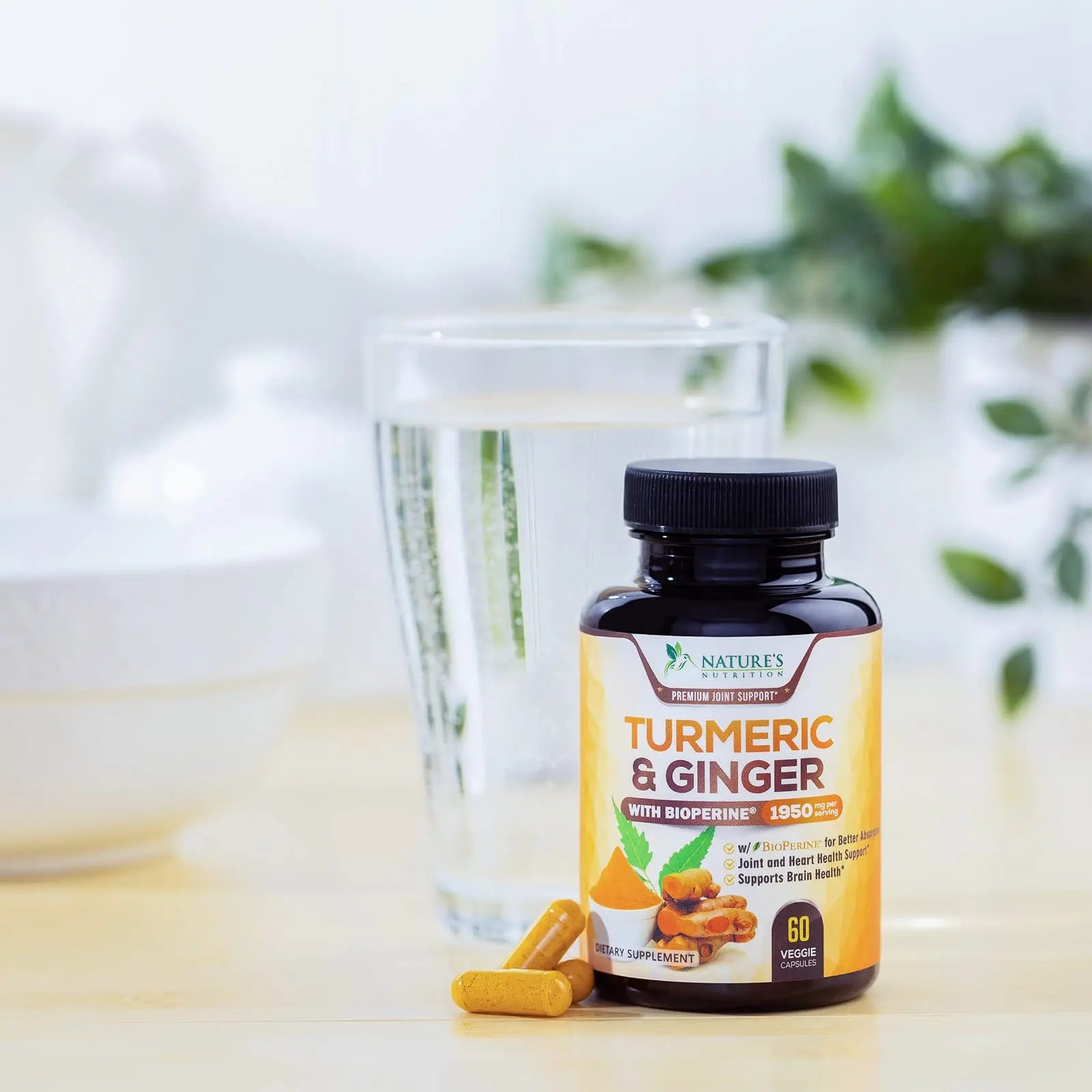 Turmeric Curcumin with BioPerine & Ginger 95% Standardized Curcuminoids Nature's Nutrition Au supplements
