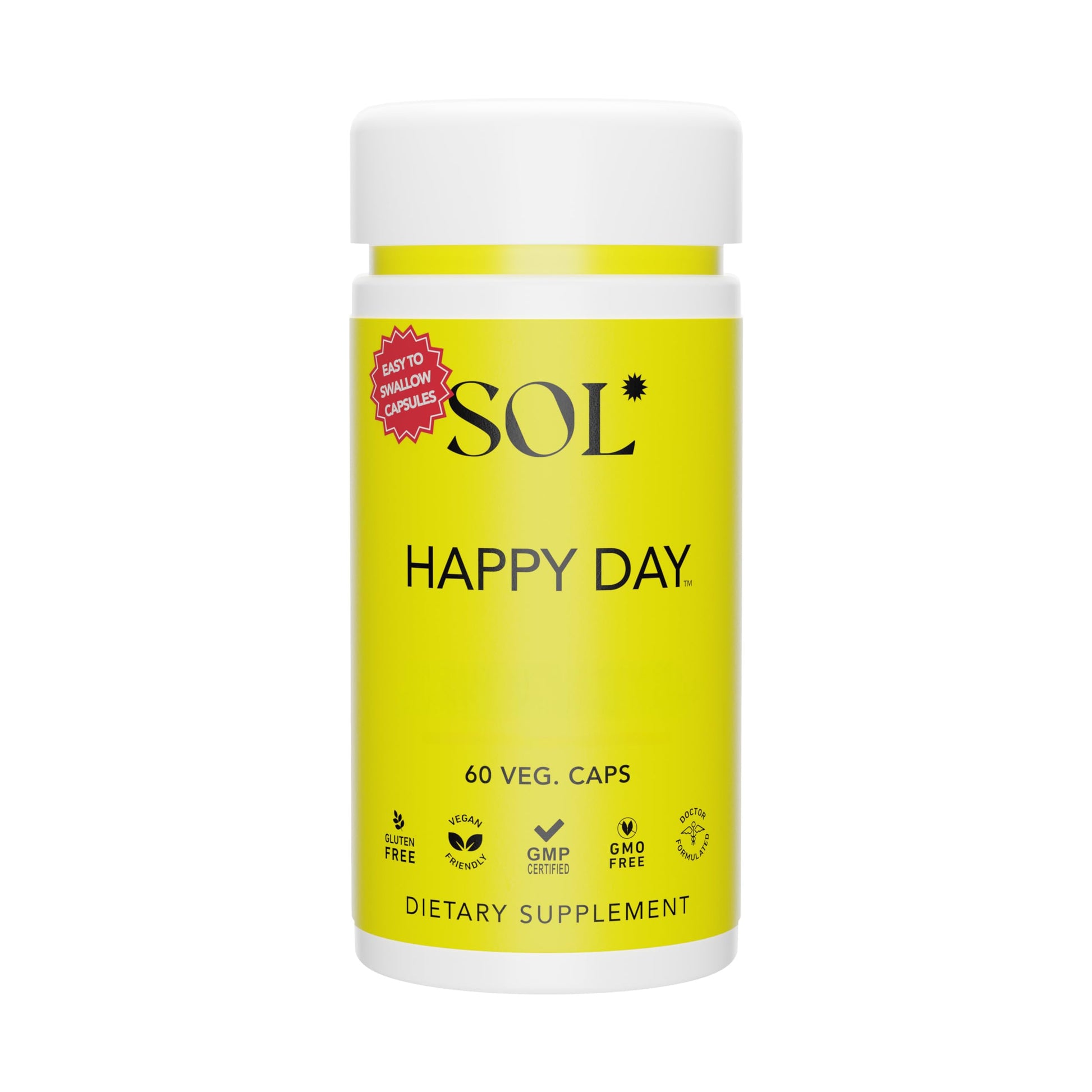 Sol Nutrition Happy Day Supplement: Combining The Natural Herbal Properties of Collective Happiness Bark, Astragalus, and Gingko Biloba to Support a Healthy Lifestyle - 60 Easy to Swallow Capsules Sol Nutrition Au supplements