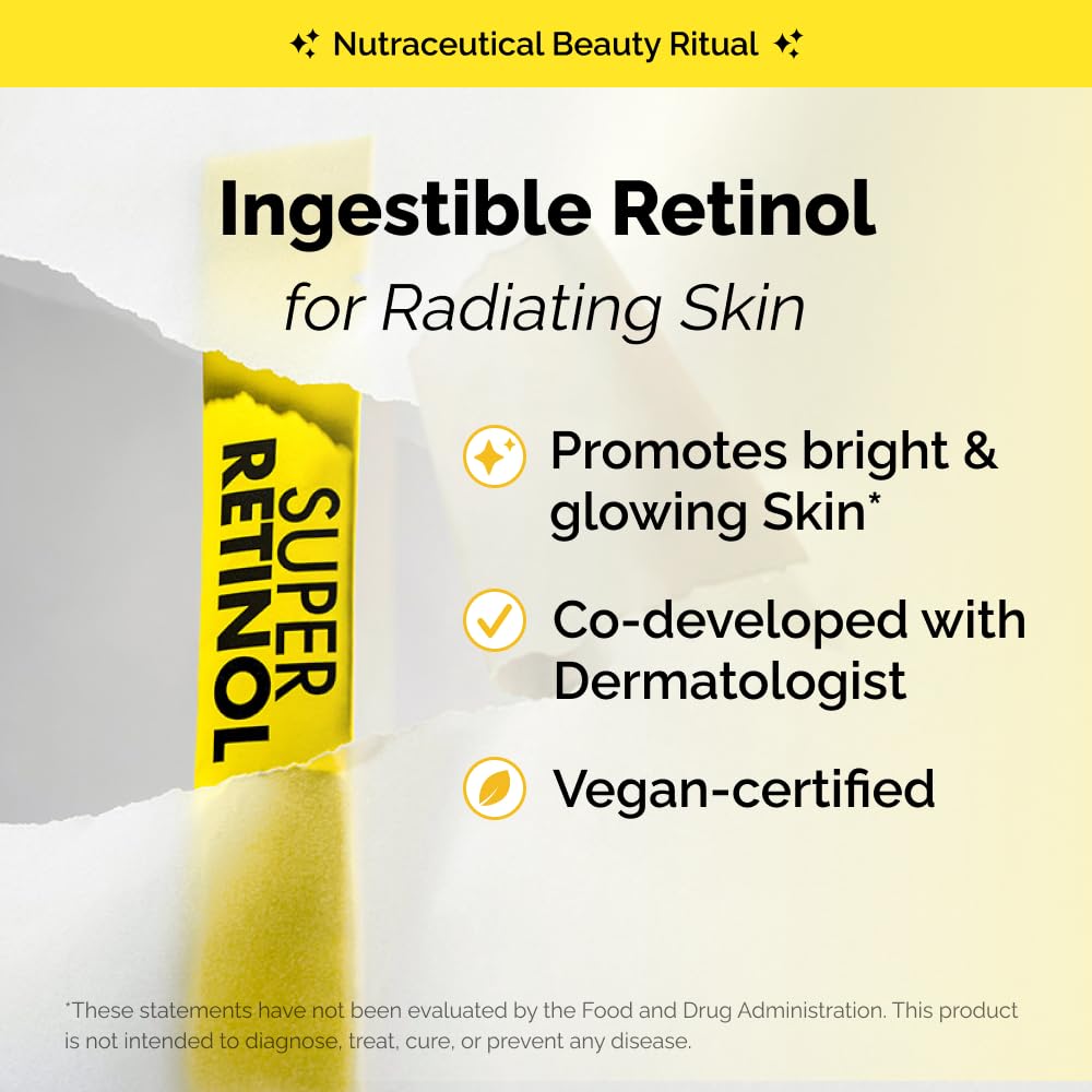 VITALBEAUTIE Super Retinol - Ingestible Liposomal Retinol & Vitamin C 1000mg Powder - Vegan K-Beauty Skin Supplement for Radiant Glass Skin & Tone, Dark Spot Care, 30 Packets VITALBEAUTIE Au supplements