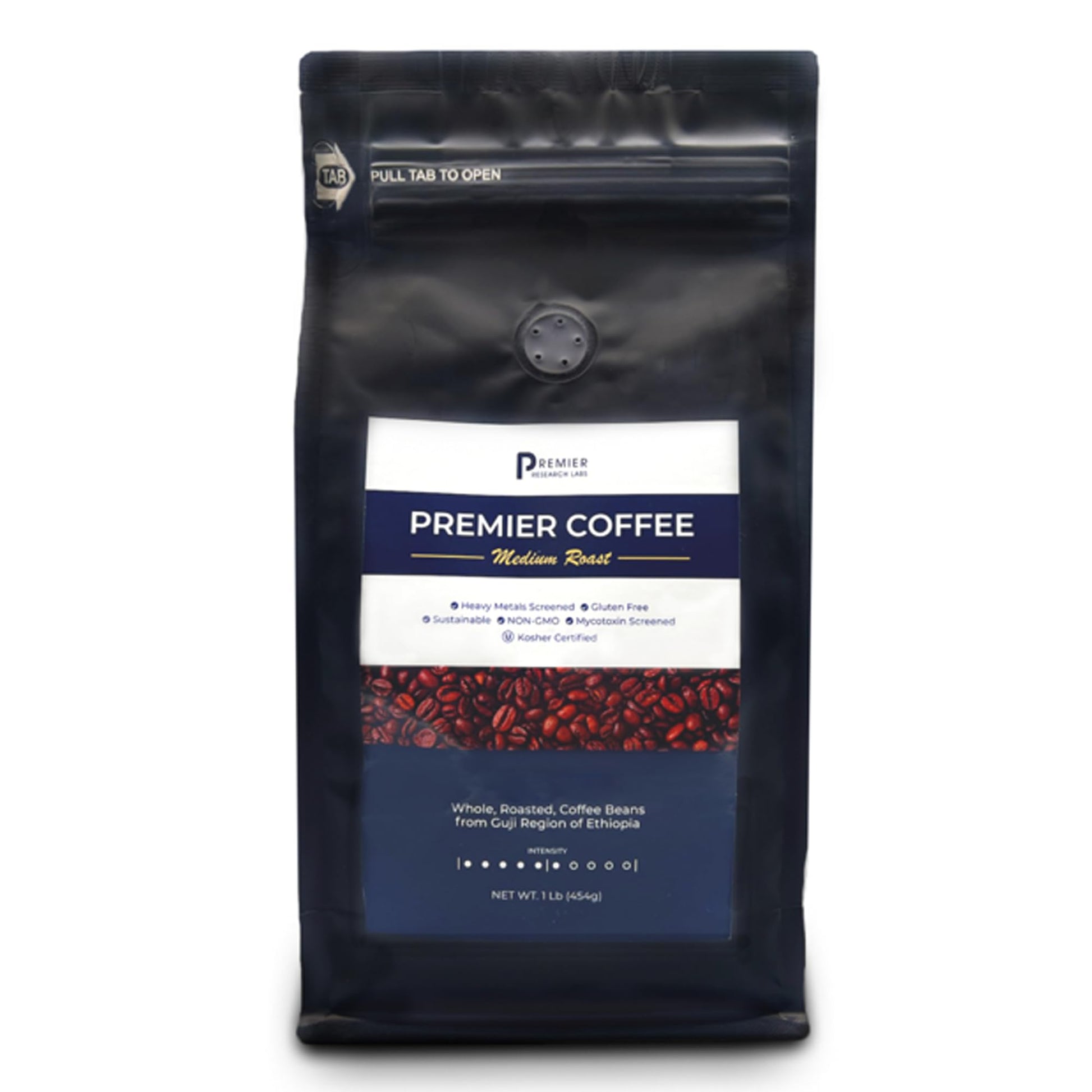 Premier Research Labs Organic Whole Roasted Coffee Beans - Medium Roast, From Guji Region of Ethiopia, Crafted for Optimal Health Benefits, Sweet & Fruity, Well-Balanced, Gluten Free - 1 Pound Premier Research Labs Au supplements