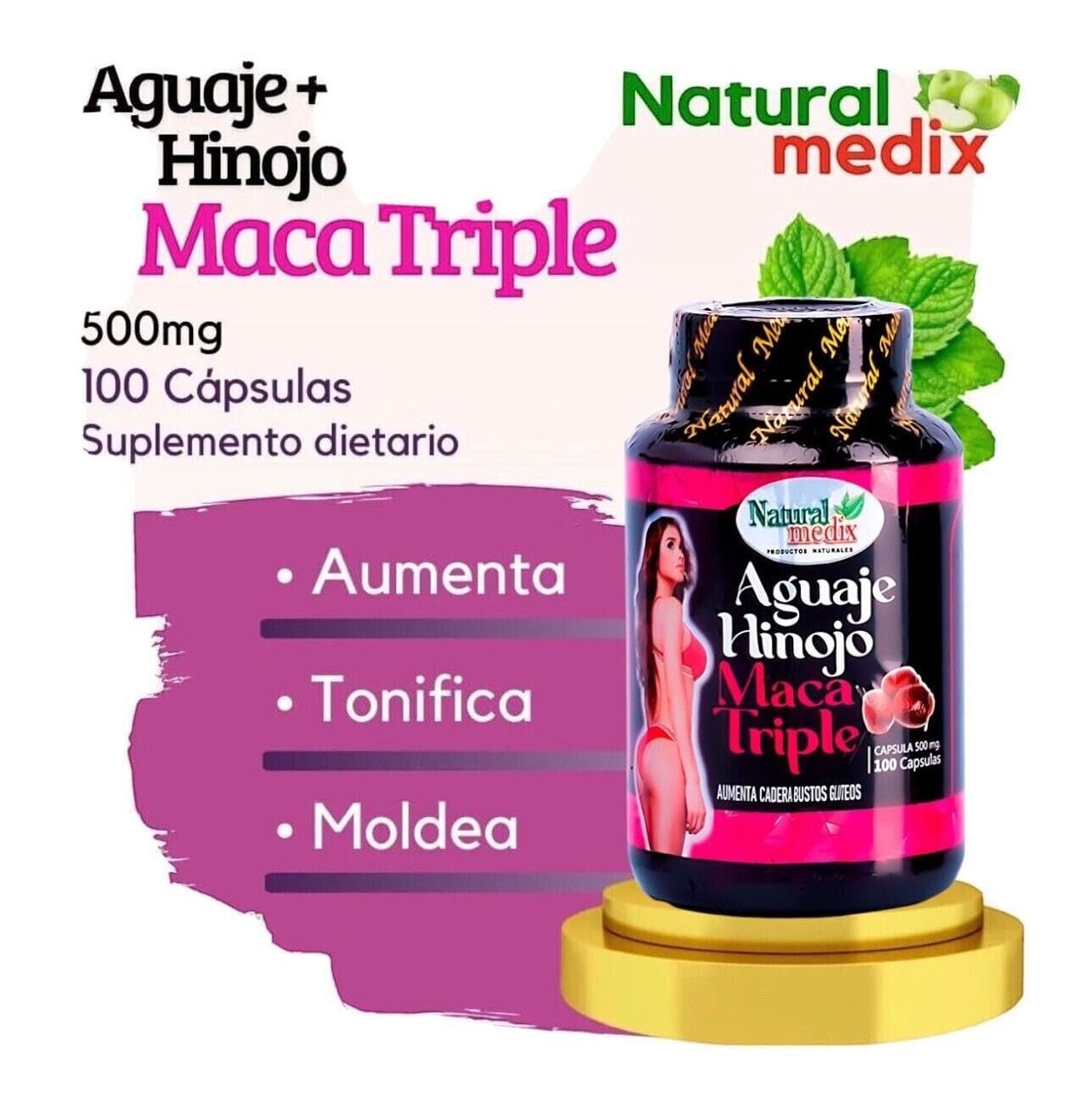 Natural medix Aguaje Hinojo Maca Triple (Maca Root Supplement) Premium 100 Capsules | Premium Botanical Blend for Feminine Balance & Confidence Natural medix Au supplements