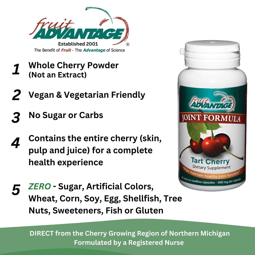 Fruit Advantage Montmorency Tart Cherry Capsules Joint Formula 1200 mg per Serving - 60 Vegetarian Capsules Fruit Advantage Au supplements