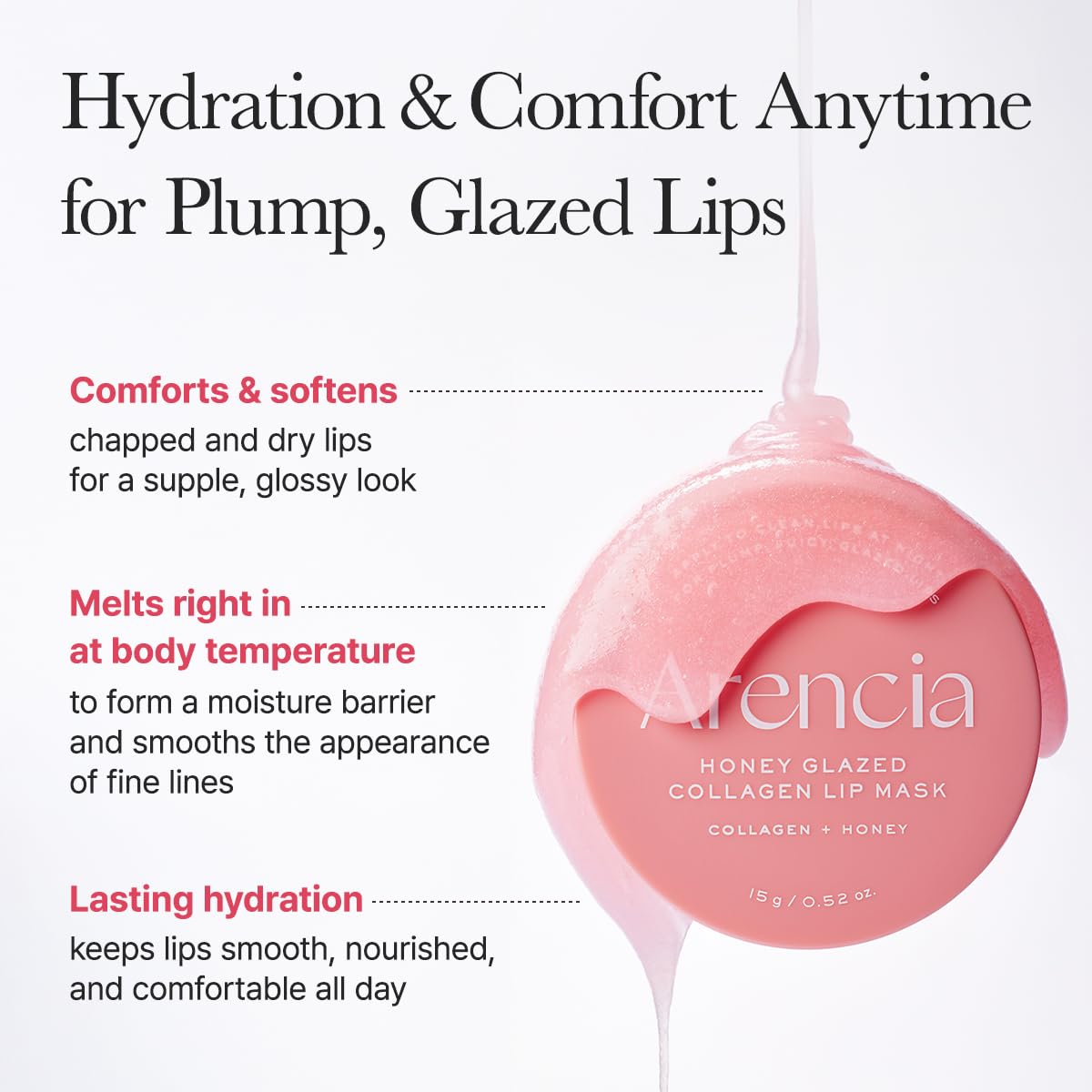 Arencia Honey Glazed Collagen Lip Mask, Overnight Lip Treatment with Collagen and Honey, 0.52 oz ARENCIA Au supplements