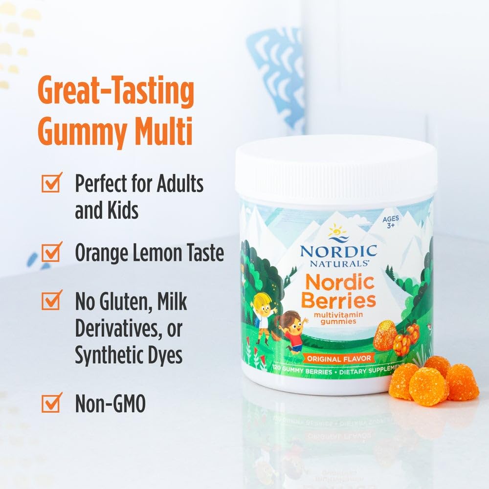 Nordic Naturals Nordic Berries, Citrus - 120 Gummy Berries - Great-Tasting Multivitamin for Ages 2+ - Growth, Development, Optimal Wellness - Non-GMO, Vegetarian - 30 Servings Nordic Naturals Au supplements