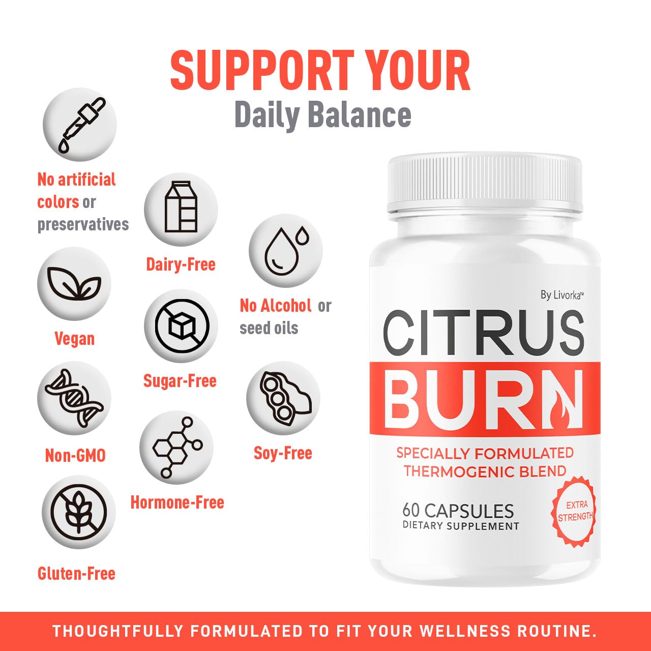 Citrus Burn Capsules - Official CitrusBurn Pills Supplement Support All Natural Ingredients Advanced Formula Premium Multivitamin for Overall Health & Wellness, 60 Capsules for 1 Month LIVORKA Au supplements