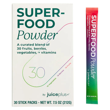 Juice Plus+ - Superfood Powder - Drink with 30 Fruits Berries Veggies Plant Vitamins for Refreshing Immune Wellness Boost - 30 Stick Packs Juice Plus+ Au supplements