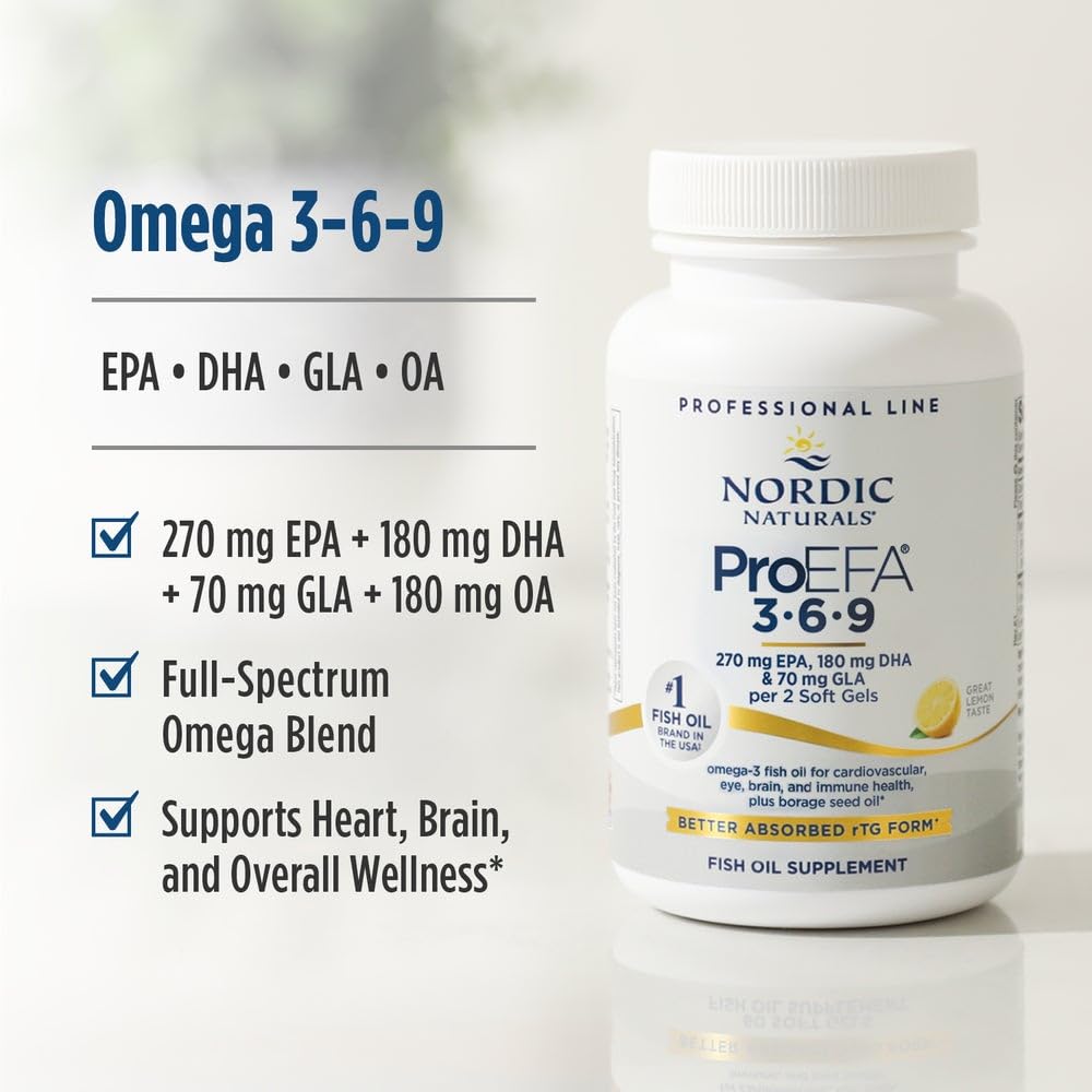 Nordic Naturals ProEFA 3-6-9, Lemon Flavor - 90 Soft Gels - 565 mg Omega-3 - EPA & DHA with Added GLA - Healthy Skin, Cognition, & Positive Mood - Non-GMO - 45 Servings Nordic Naturals Au supplements
