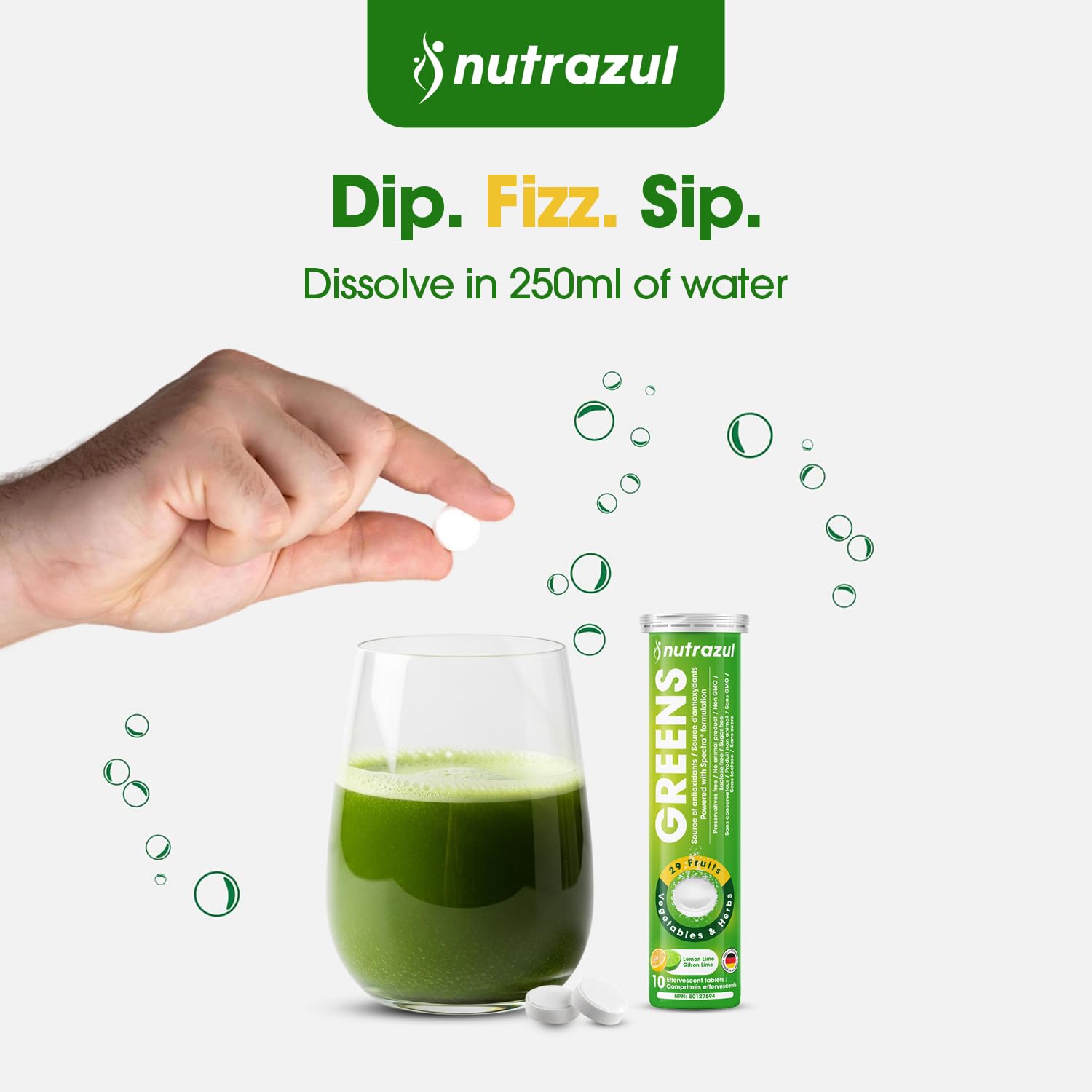 nutrazul Greens Effervescent Tablets - Daily Super Greens Supplement with 29 Superfoods - Antioxidant & Immune Support - Lemon Lime Flavor - Non-GMO - 30 Tablets nutrazul Au supplements