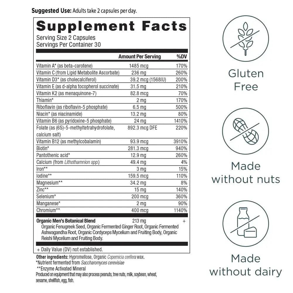 Ancient Nutrition Multivitamin for Men, Men's Fermented Multivitamin with Vitamin A, C, D, E, K, Zinc & Magnesium, Immune Support Ancient Nutrition Au supplements