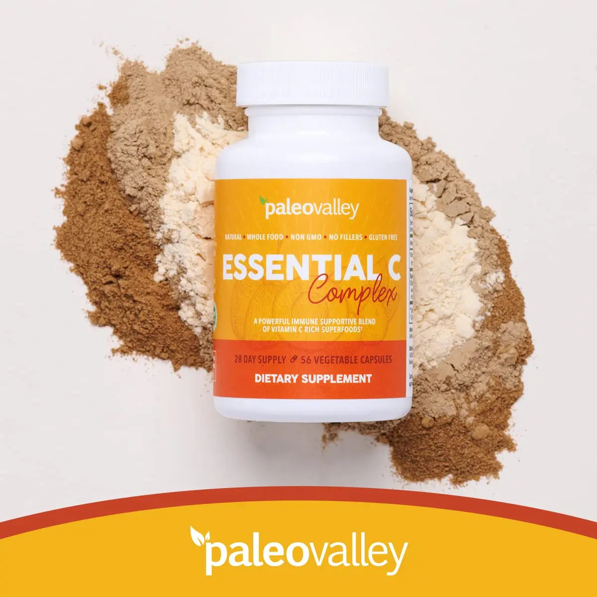 Paleovalley Essential C Complex - Vitamin C Supplement for Immune Support - 1 Pack, 450mg - Organic Superfoods Unripe Acerola Cherry, Camu Camu, Amla Berry Paleovalley Au supplements