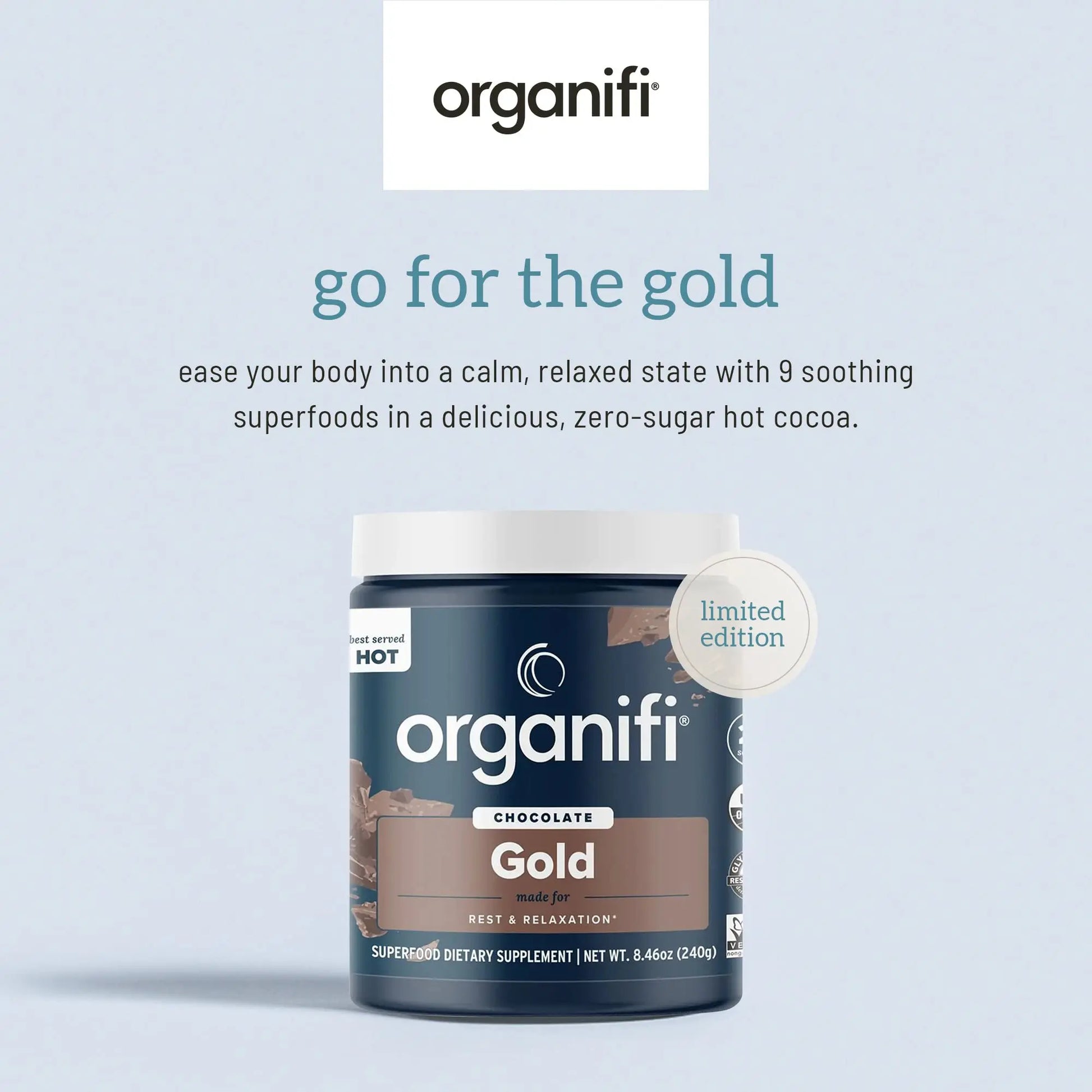 Organifi - Gold Chocolate - Superfood Supplement Powder - 20 Day Supply - Supports Rest Organifi Au supplements