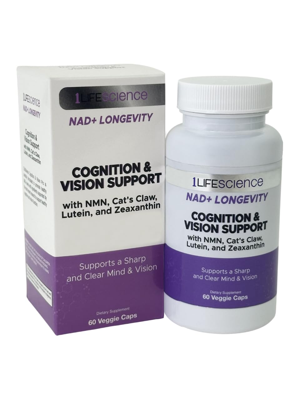 1LifeScience Cognition & Vision Support Supplement – NMN, Lion’s Mane, Cat’s Claw, Apigenin, PQQ & Lutein – NAD+ Support Formula – cGMP Made in USA – 60 Caps 1LifeScience Au supplements