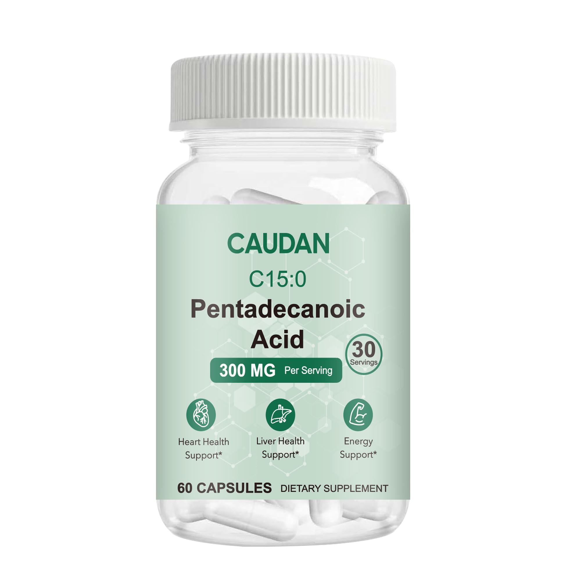 C15:0 Pentadecanoic Acid Supplement with Omega-3, CoQ10, NAD+, Vitamins, Essential Acids for Longevity Supplement, Liver Health, Energy Support - 60 ct CAUDAN Au supplements