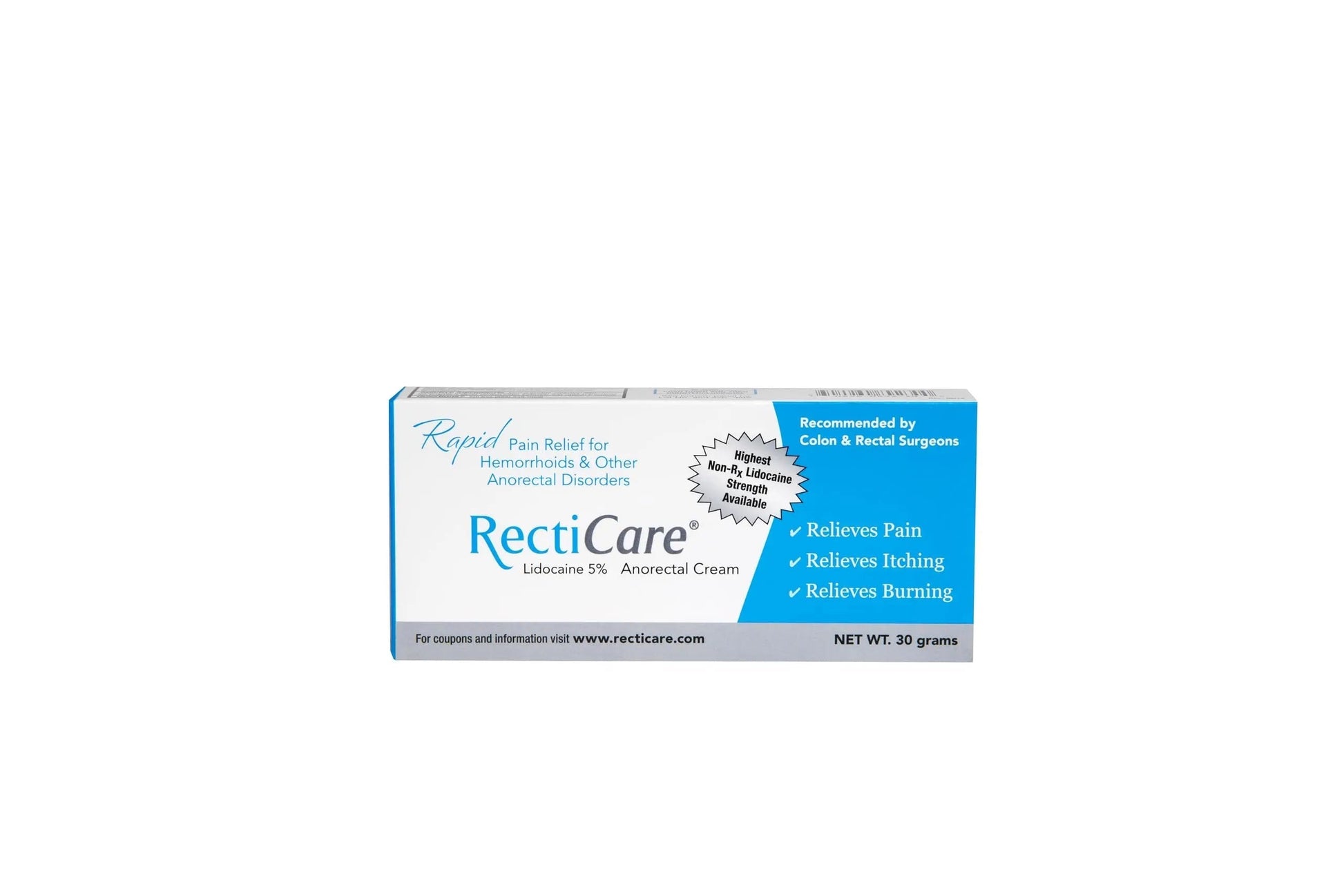 Recticare Anorectal Lidocaine 5% Cream: Topical Numbing Cream for Treatment of Hemorrhoids & Other Anorectal Disorders - 30g Tube Recticare Au supplements