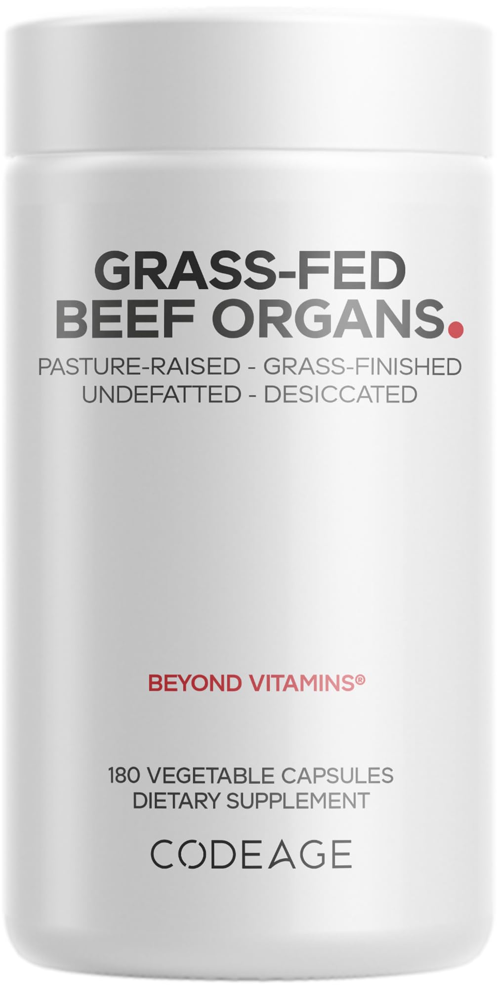 Codeage Grass Fed Beef Organs Supplement – Glandulars Supplements - Freeze Dried, Non-Defatted, Desiccated Liver, Heart, Kidney, Pancreas & Spleen Bovine Pills – Beef Vitamins - Non-GMO -180 Capsules Codeage Au supplements