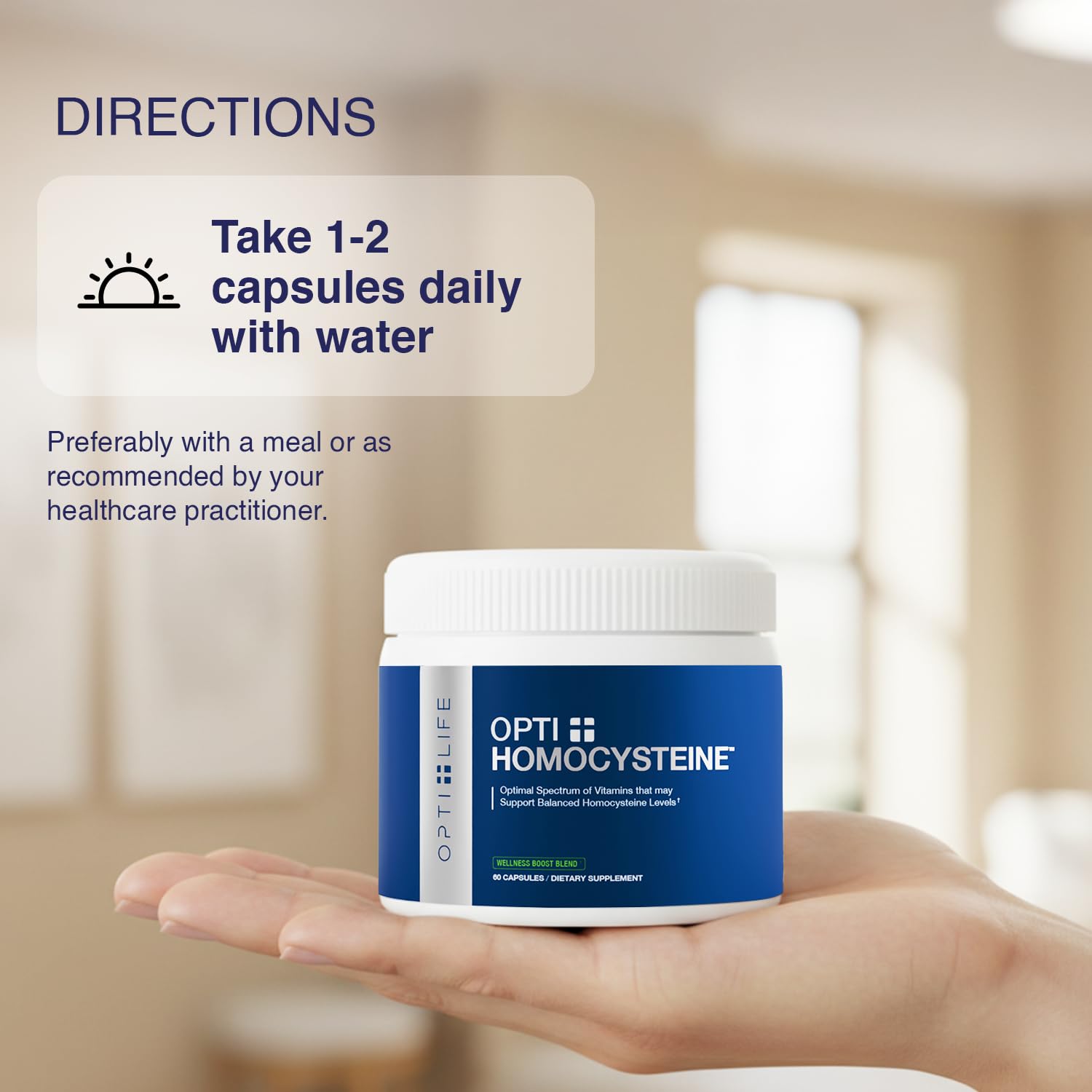 Opti + Homocysteine Capsules | Daily Brain and Heart Health Supplements* | Brain Supplement with Methylcobalamin & Methylfolate | 60 capsules/30 Servings Opti + Life Au supplements