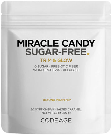 Codeage Miracle Candy Sugar-Free Candies, Salted Caramel Flavor Soft Chews – Allulose, Prebiotic Fiber – Low-Calorie Wonderchews – 0g Sugar Soft Chews - 30 Count Codeage Au supplements