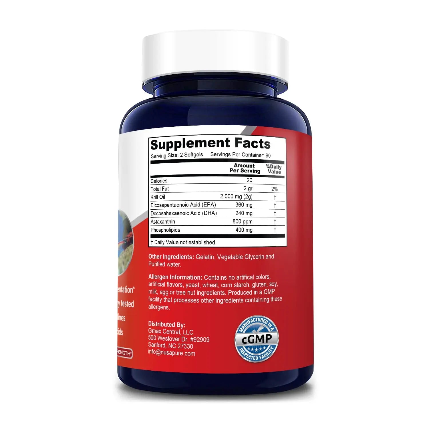 NusaPure Antarctic Krill Oil 2000 mg 120 Softgels, Omega-3 EPA 360mg, DHA 240mg NusaPure Au supplements