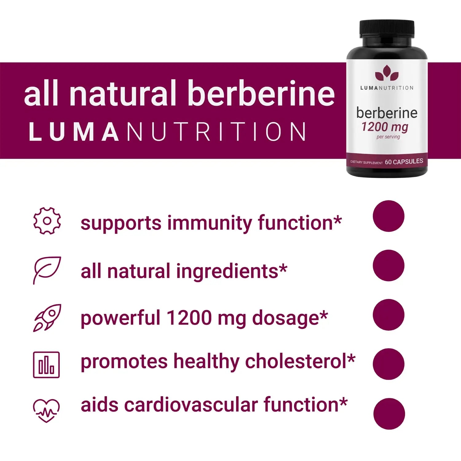 Luma Nutrition Berberine Supplement - Berberine 1200mg Per Serving - Berberine HCI Luma Nutrition Au supplements