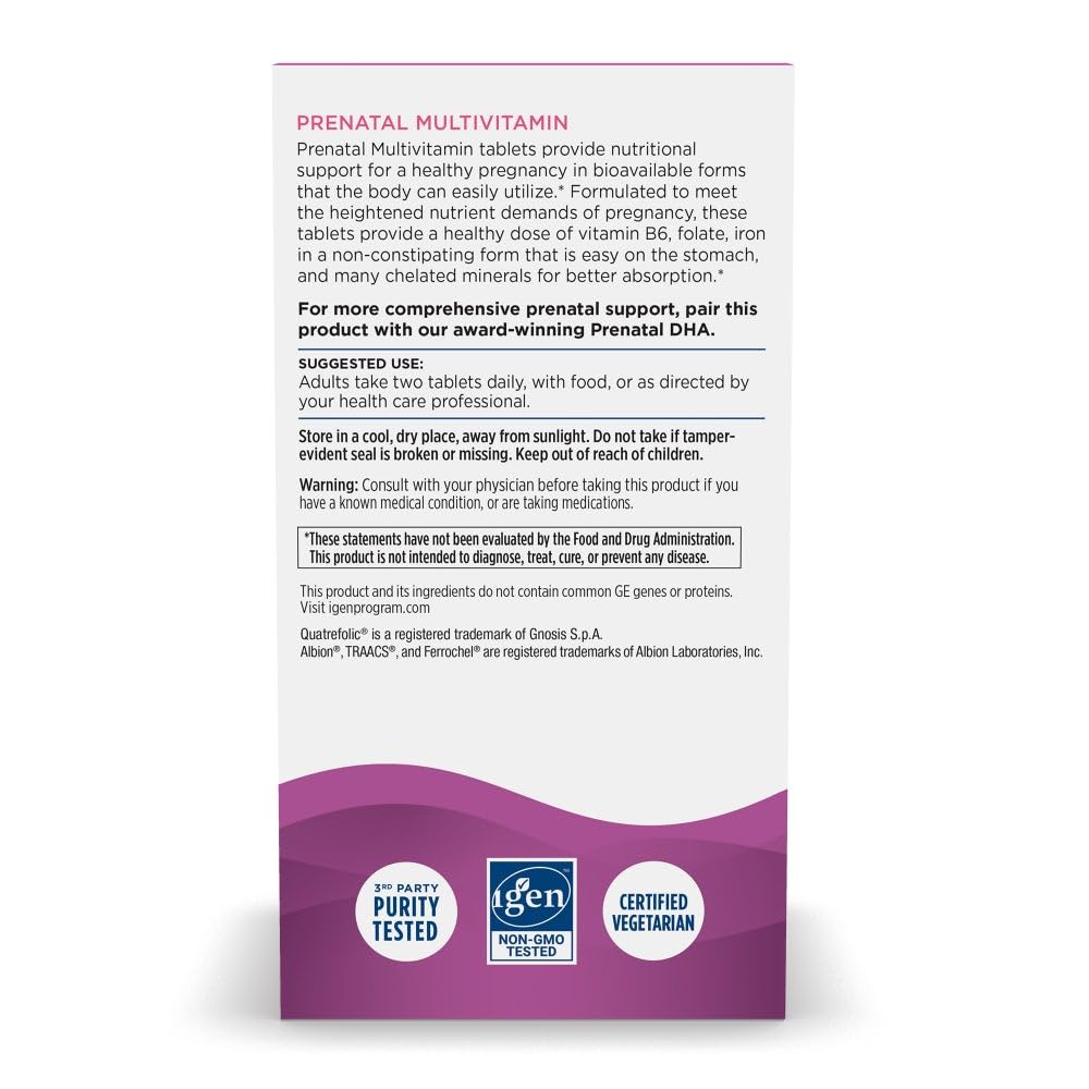 Nordic Naturals Prenatal Multivitamin for Women - Daily Vegetarian Prenatal Vitamins - 22 Essential Nutrients, Including B6, Folate, and Iron - 60 Tablets - 30 Servings Nordic Naturals Au supplements