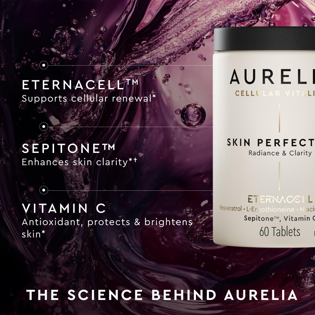 AURELIA Skin Perfection | Advanced Cellular Anti-Aging Supplement | Enhance Skin Clarity, & Tone | with Zinc, Resveratrol, Niacinamide, Ergothioneine, & Vitamin C AURELIA Au supplements