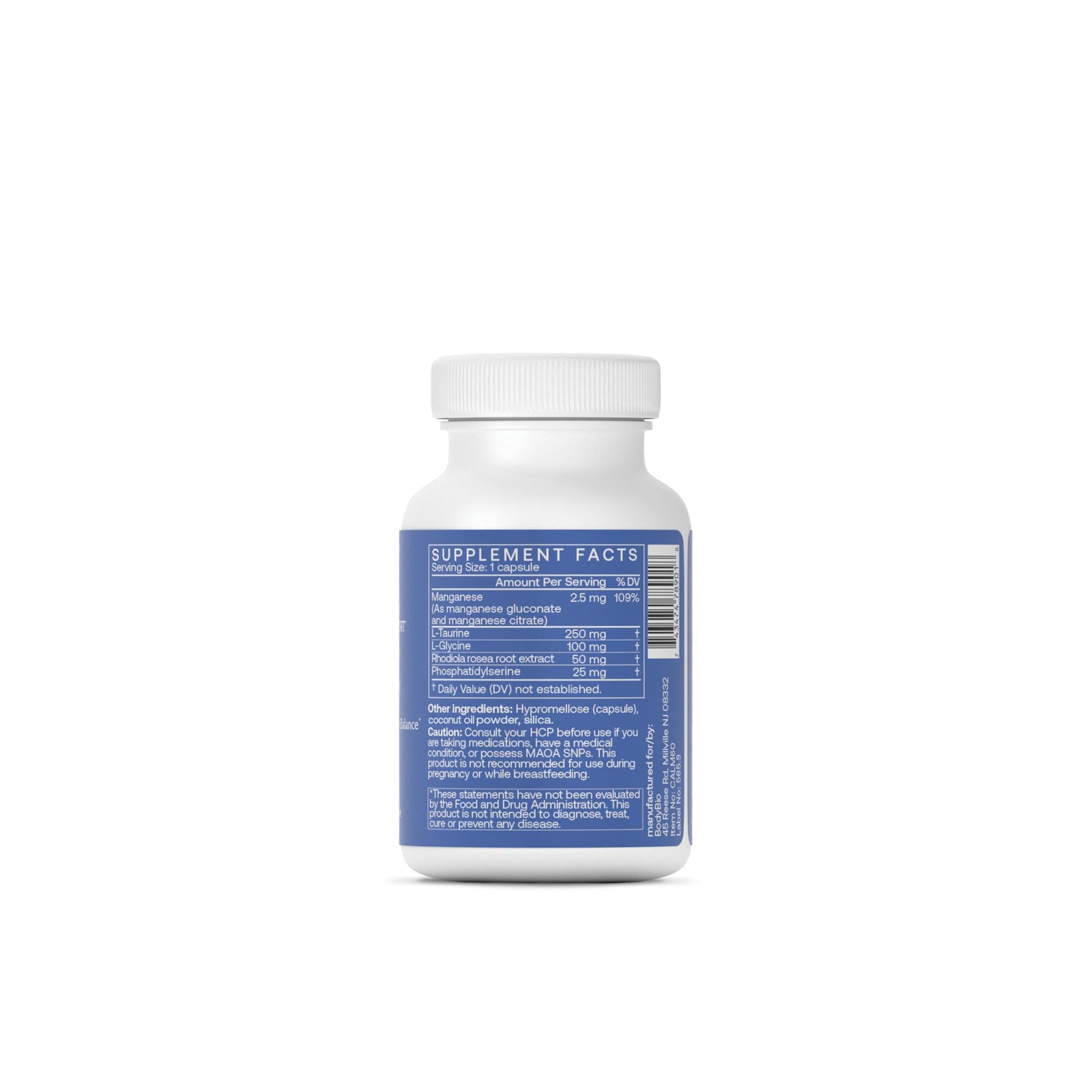 BodyBio Calm - Natural Stress Relief Blend with Rhodiola, Glycine & Phosphatidylserine - Supports Relaxation, Mental Focus & Balanced Cortisol - Non - Drowsy Formula BodyBio Au supplements